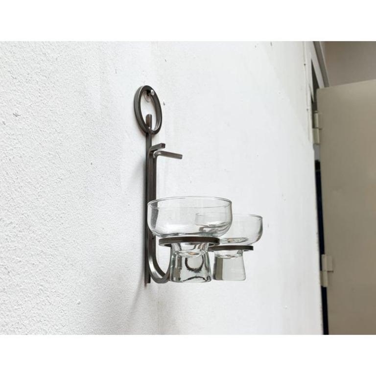 Mid-Century Danish Metal and Glass Wall Candleholder, 1960s For Sale 4