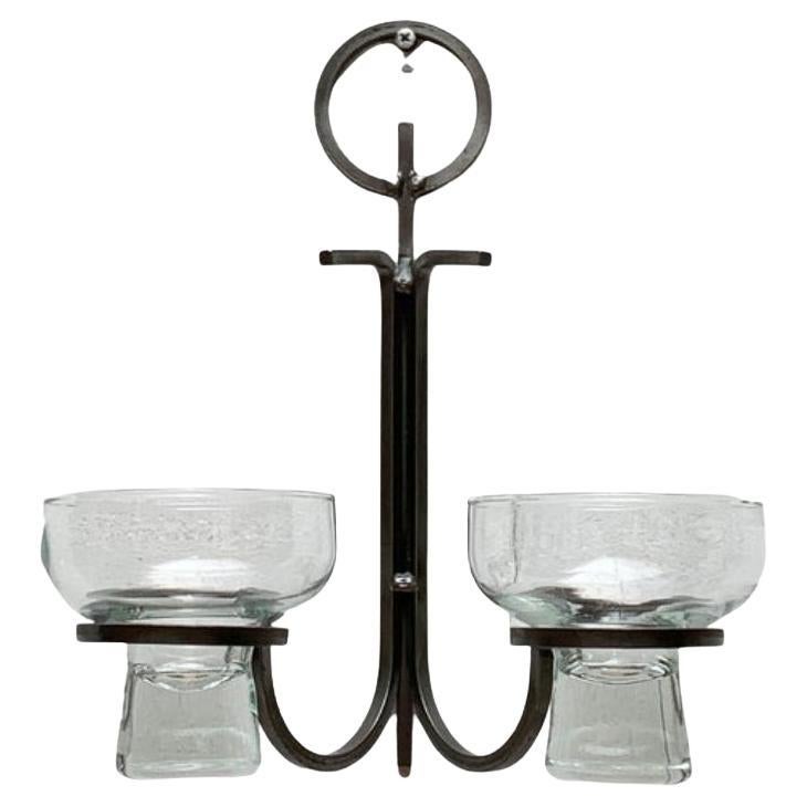 Mid-Century Danish Metal and Glass Wall Candleholder, 1960s