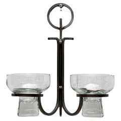 Mid-Century Danish Metal and Glass Wall Candleholder, 1960s