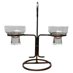 Mid-Century Danish Metal & Glass Candleholder, 1960s