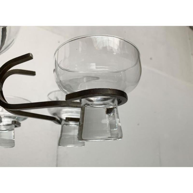 Mid-Century Danish Metal & Glass Candleholder Pendant, 1960s For Sale 5