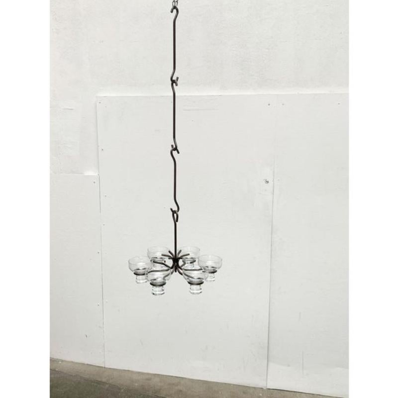 Mid-Century Danish Metal & Glass Candleholder Pendant, 1960s For Sale 7