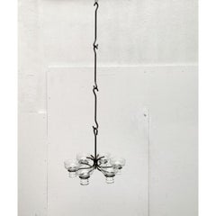 Mid-Century Danish Metal & Glass Candleholder Pendant, 1960s