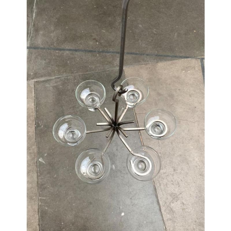 Mid-Century Danish Metal & Glass Candleholder Pendant, 1960s In Excellent Condition For Sale In Hamburg, DE