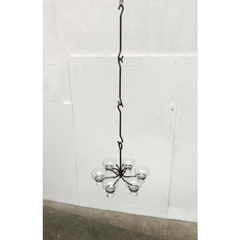 Mid-Century Danish Metal & Glass Candleholder Pendant, 1960s For Sale 2
