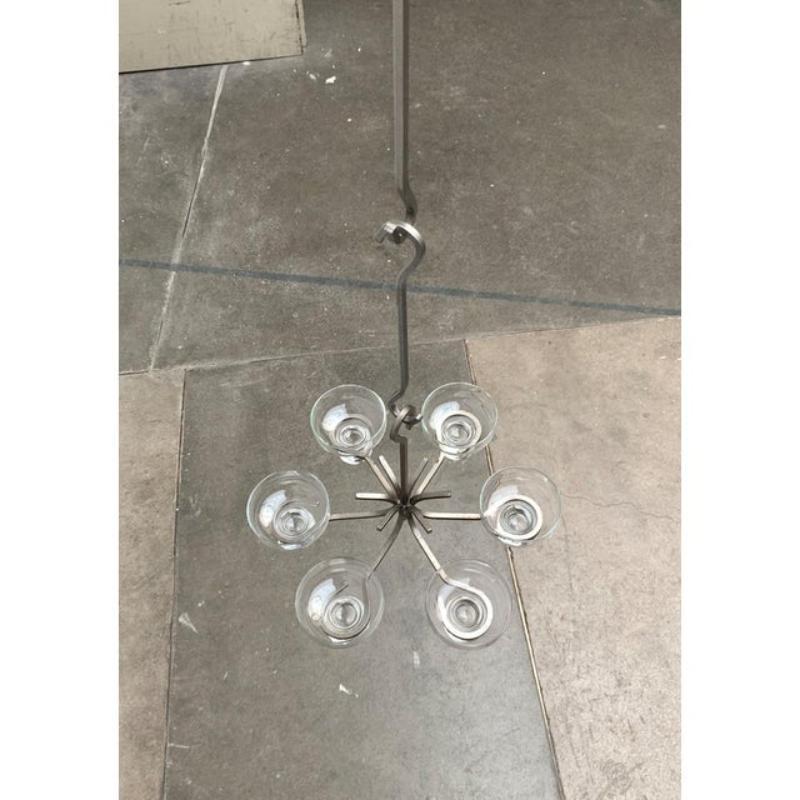 Mid-Century Danish Metal & Glass Candleholder Pendant, 1960s For Sale 3