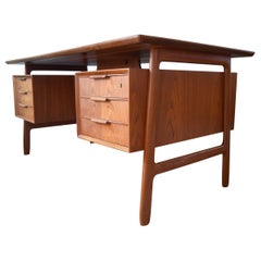 Midcentury Danish Model 75 Executive Teak Desk by Gunni Omann, 1960s