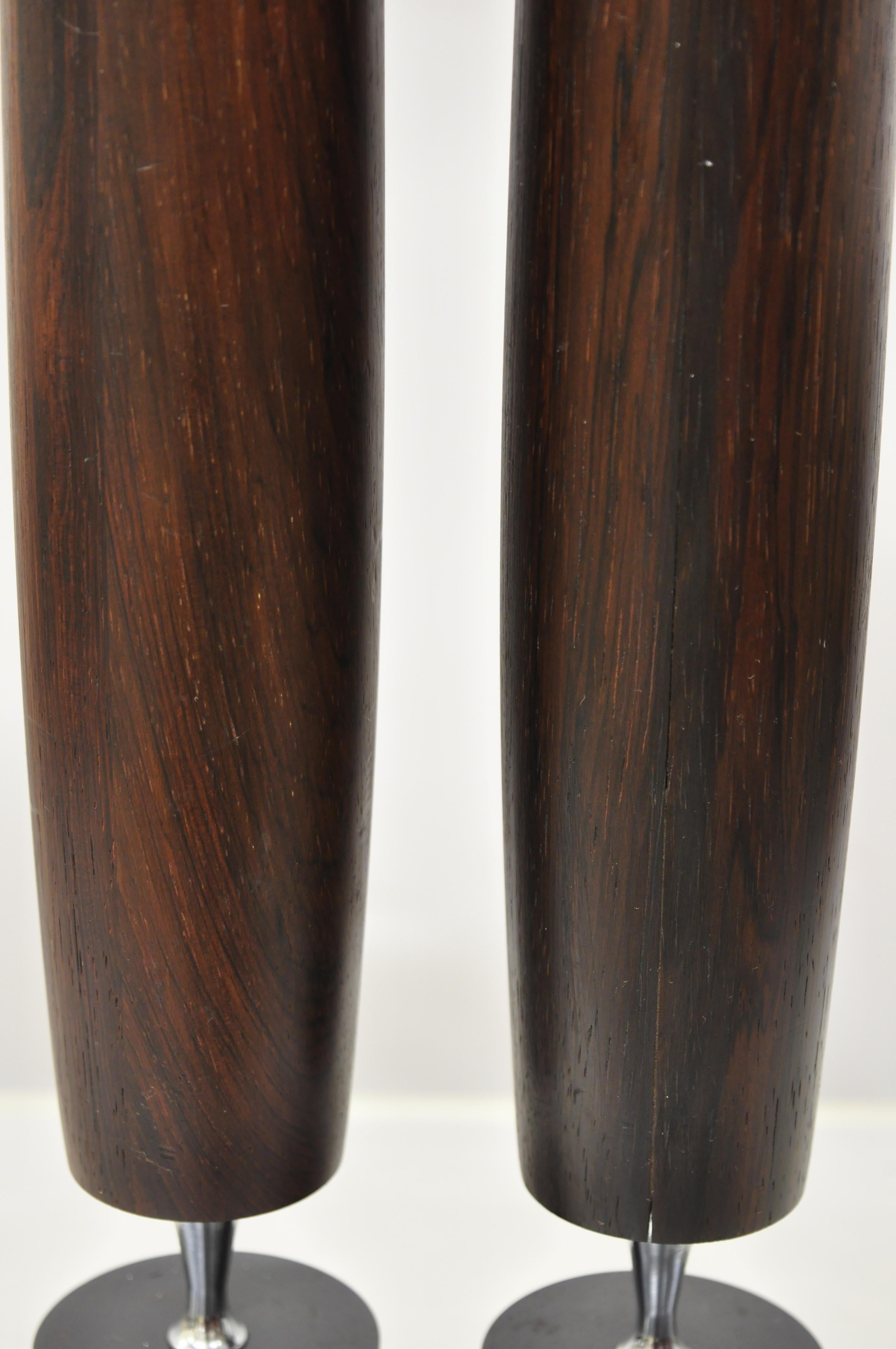 Mid-Century Modern Mid Century Danish Modern 1964 Ronson Varaflame Rosewood Candlesticks - a Pair