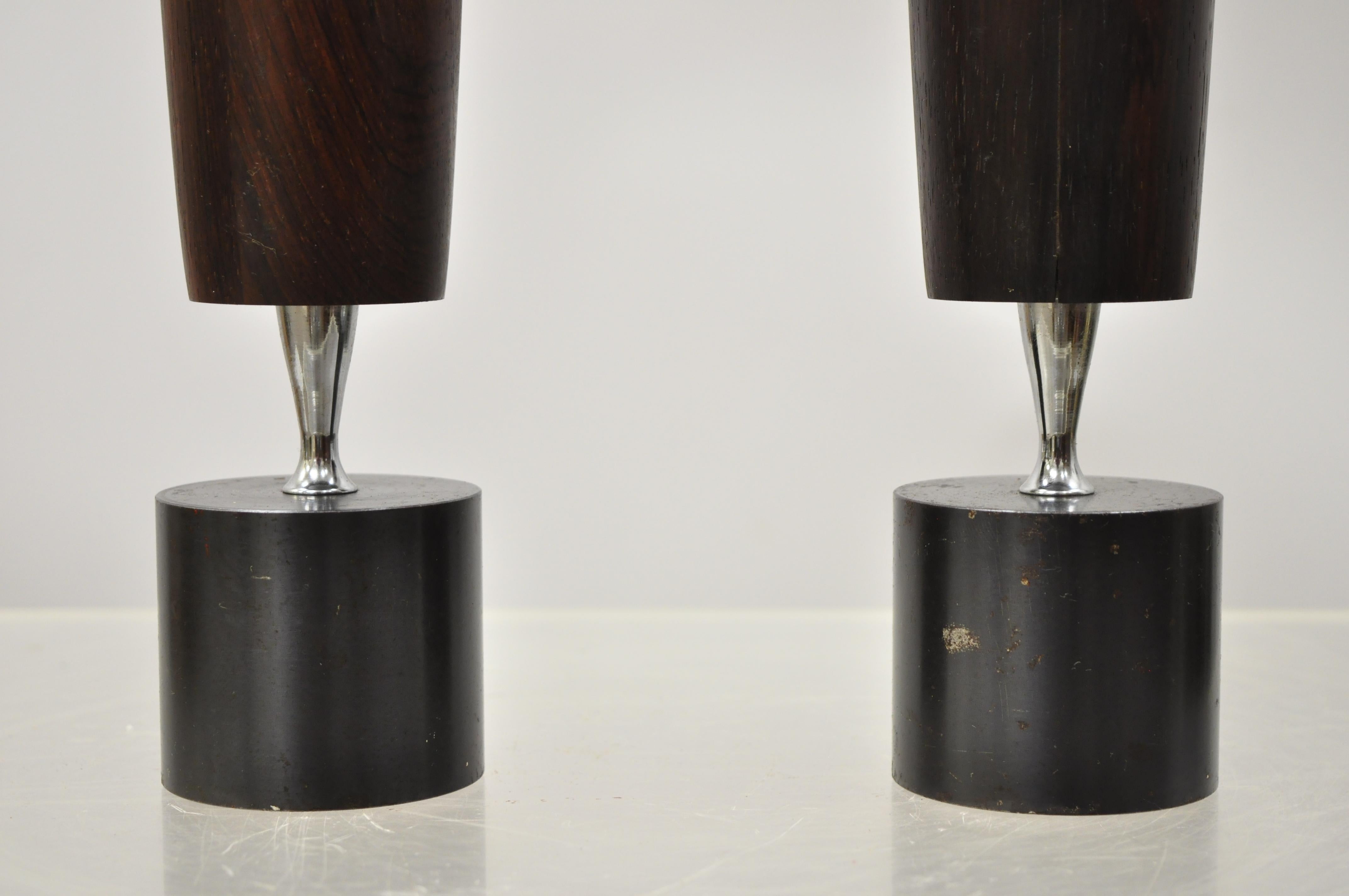 Mid Century Danish Modern 1964 Ronson Varaflame Rosewood Candlesticks - a Pair In Good Condition In Philadelphia, PA