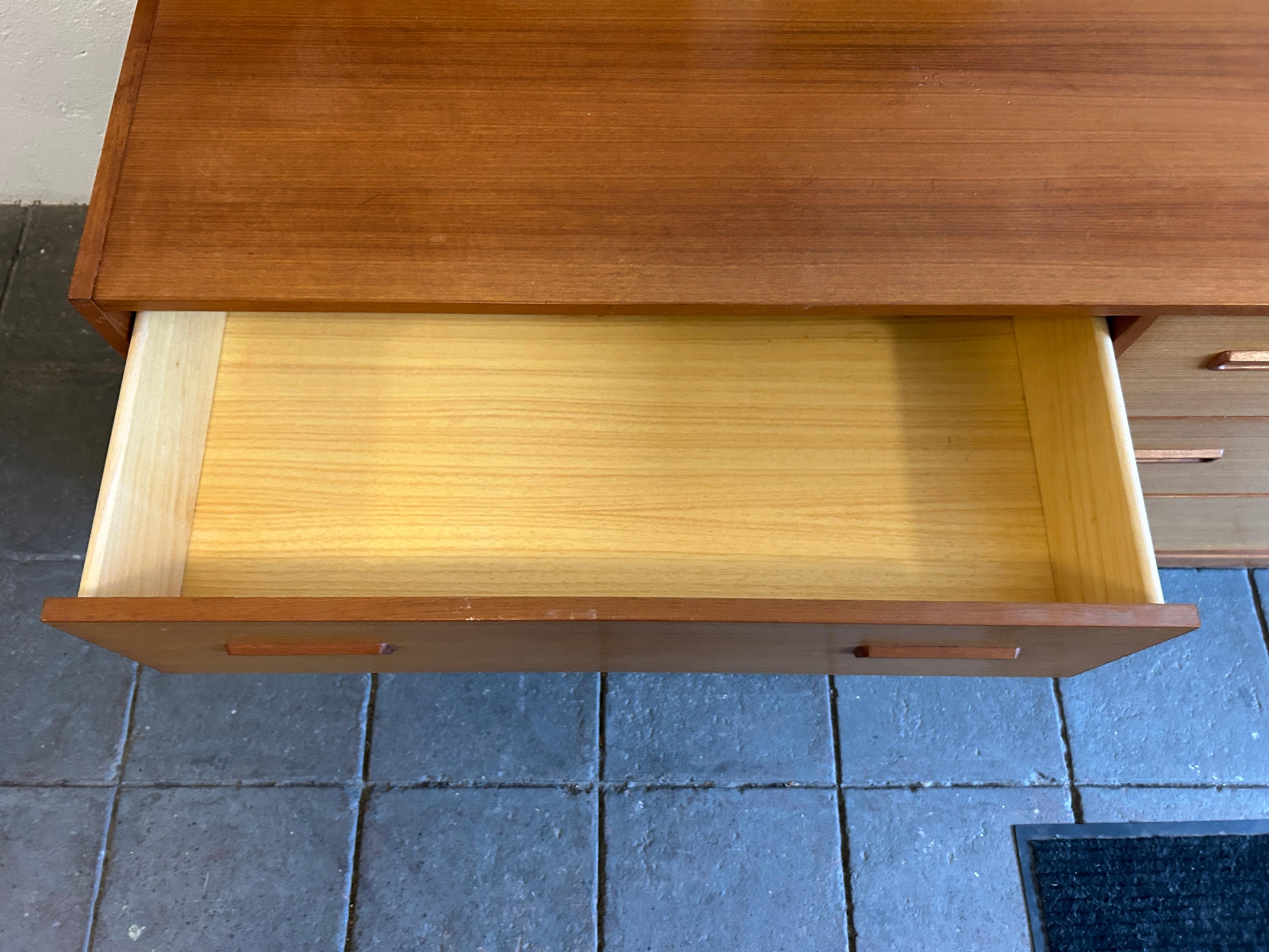 Teak Mid century danish modern 2 tone teak 6 drawer dresser For Sale