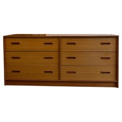 Mid century danish modern 2 tone teak 6 drawer dresser