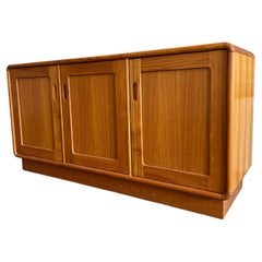 Mid Century Danish Modern 3 Door Teak Credenza Rounded Corners 6 Shelves