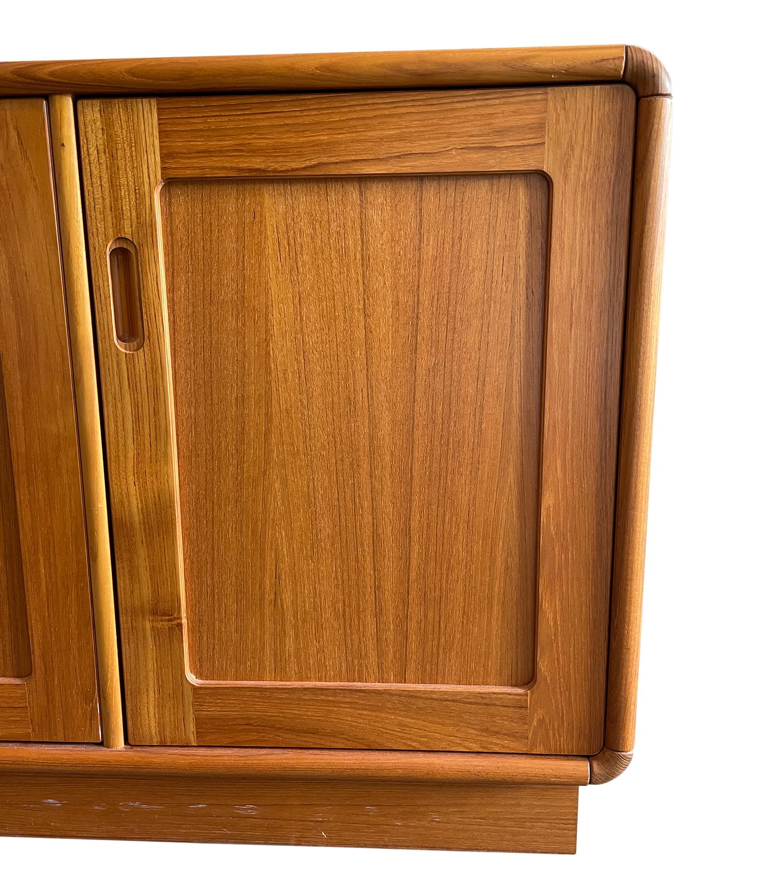 Late 20th Century Mid Century Danish Modern 3 Door Teak Credenza Rounded Corners 6 Shelves