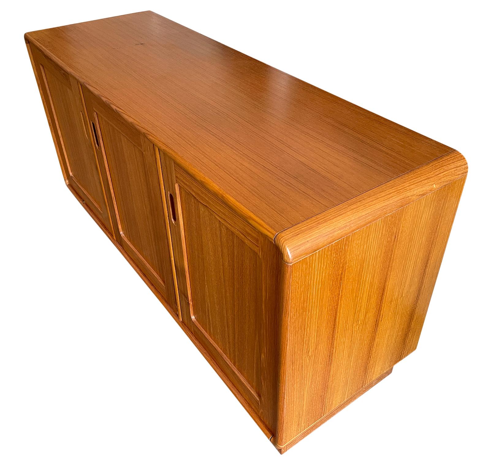 Mid Century Danish Modern 3 Door Teak Credenza Rounded Corners 6 Shelves 2