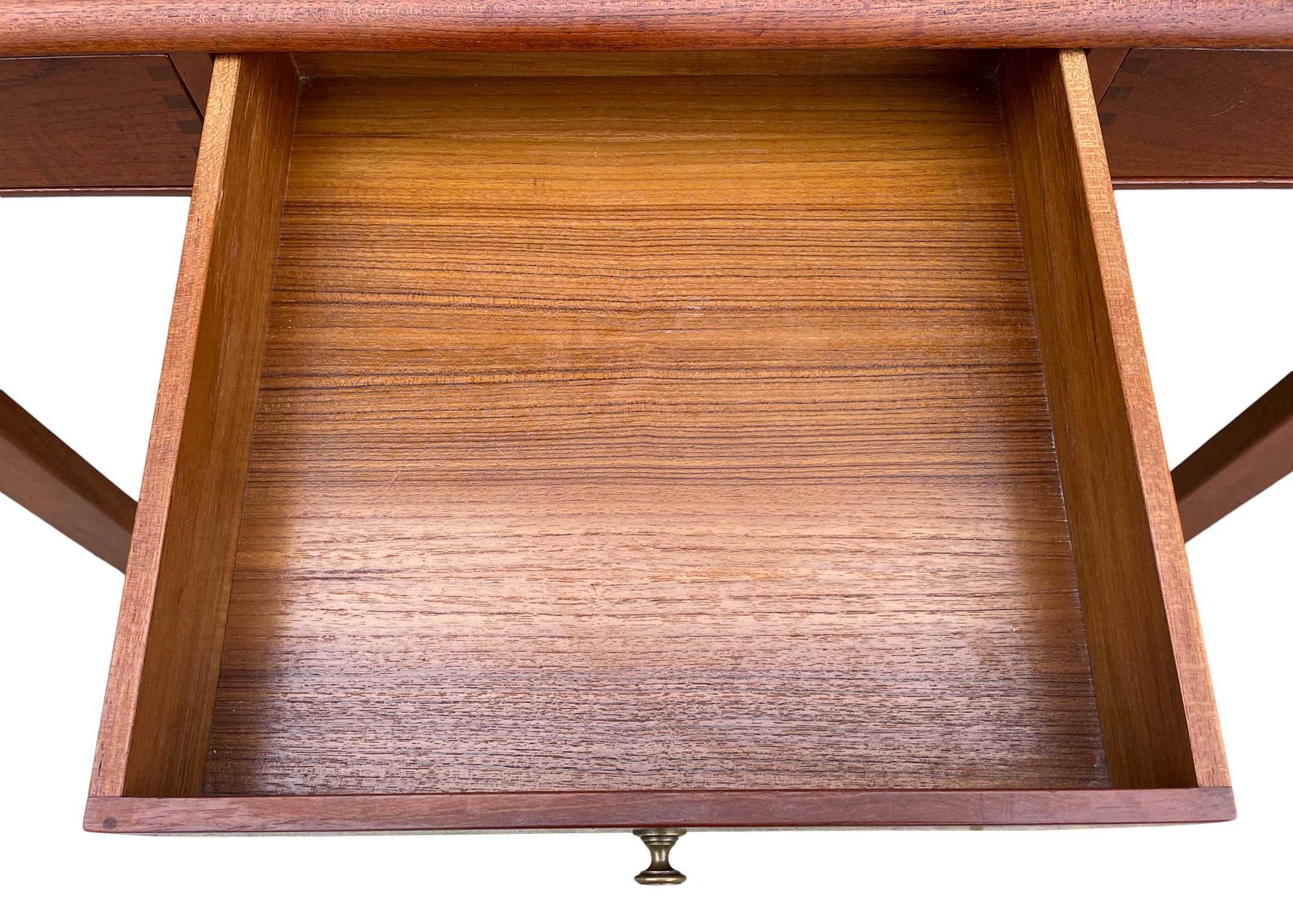 Mid Century Danish Modern 3 Drawer Teak Desk with Top Organizer D Scan 3