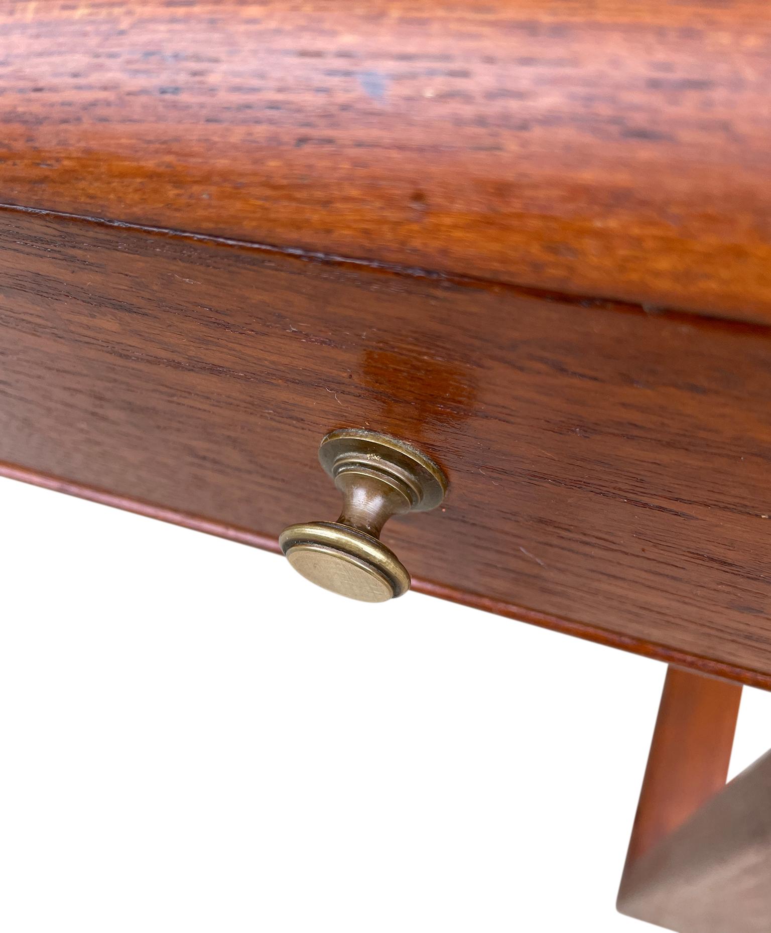 Mid Century Danish Modern 3 Drawer Teak Desk with Top Organizer D Scan 5