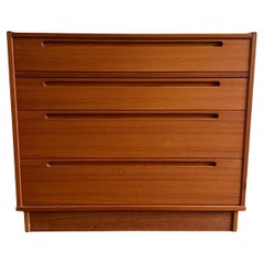 Mid century Danish modern 3 drawer teak vanity dresser by Nils Jonsson