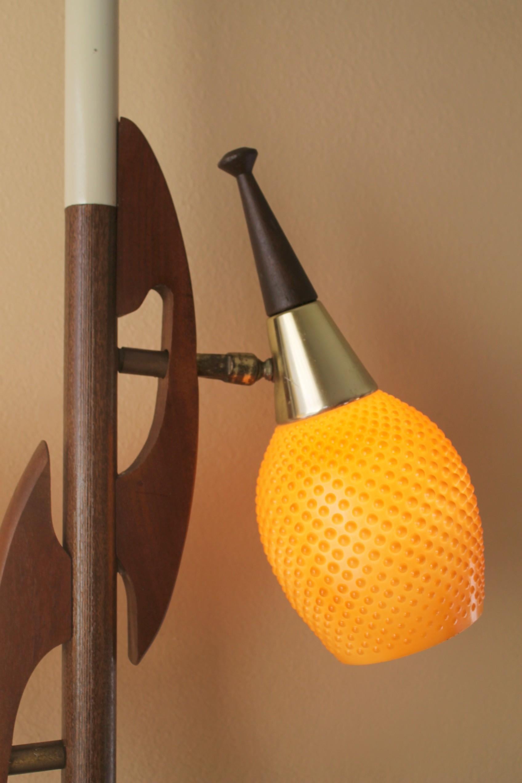 Mid-20th Century Mid Century Danish Modern 3-Shade Glass Tension Pole Lamp 1950s Stiffel Era For Sale