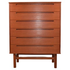 Commode danoise moderne du milieu du siècle dernier en teck à 6 tiroirs de Nils Jonsson
