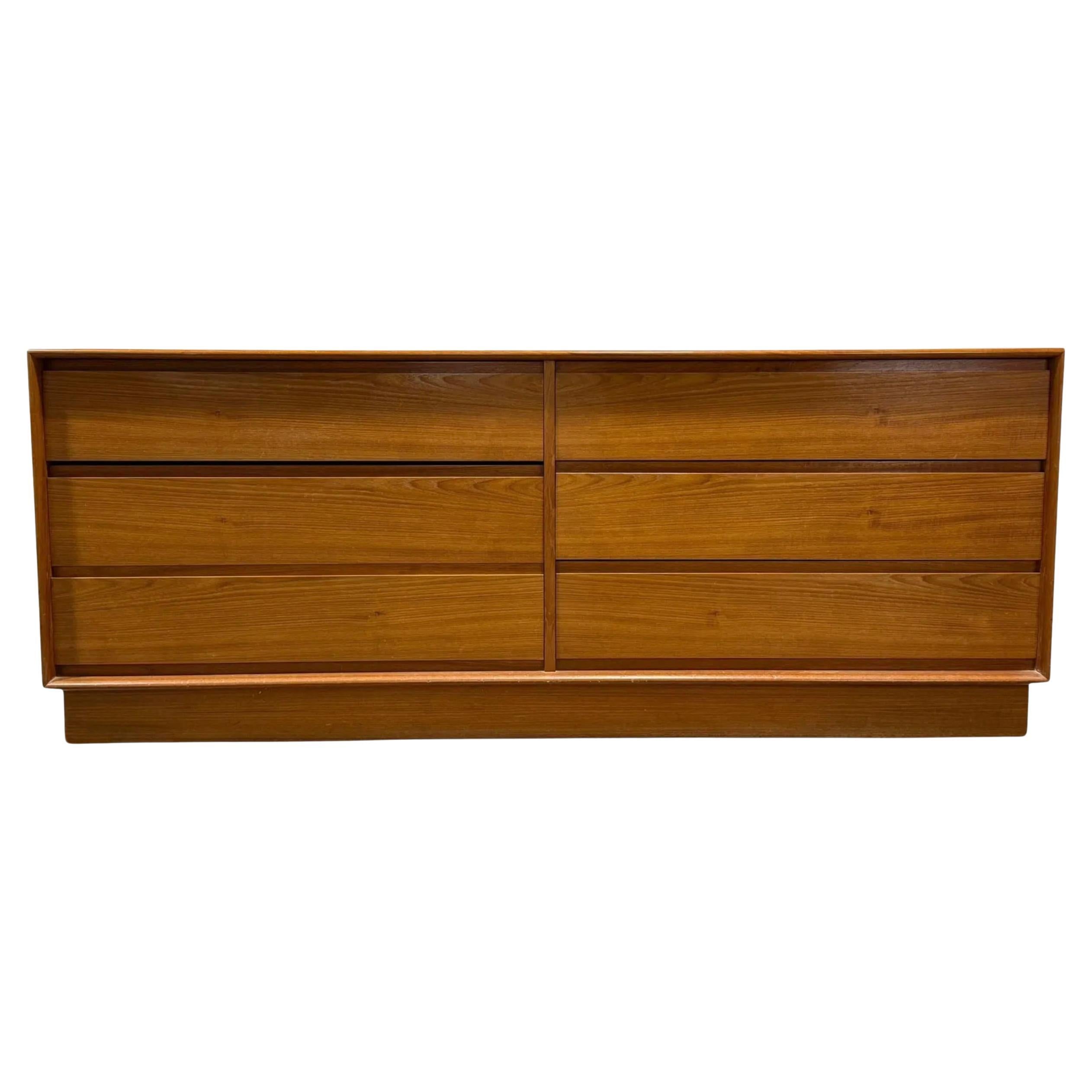 Mid century danish modern 6 drawer teak long dresser by Art Furn