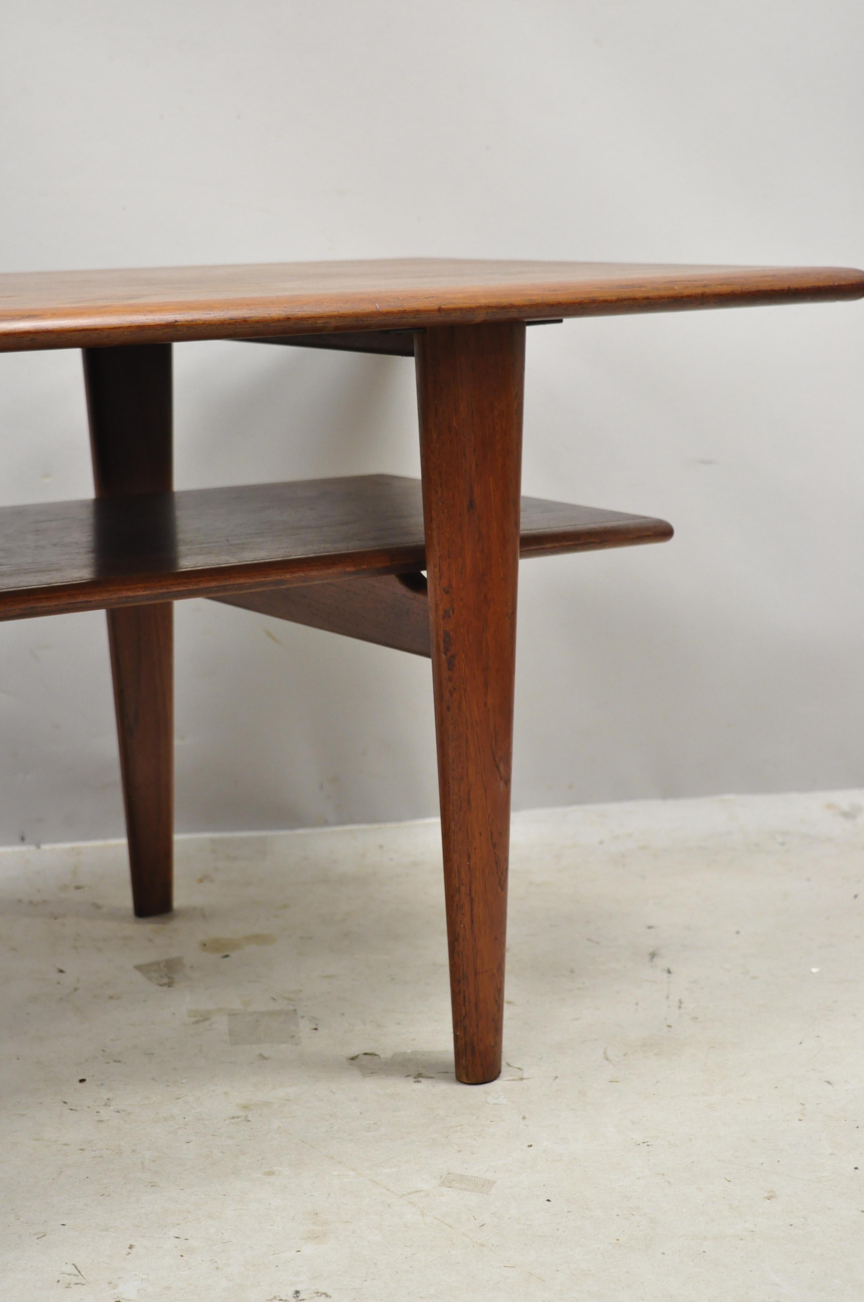 Midcentury Danish Modern Rectangular Two-Tier Teak Long Coffee Table 4