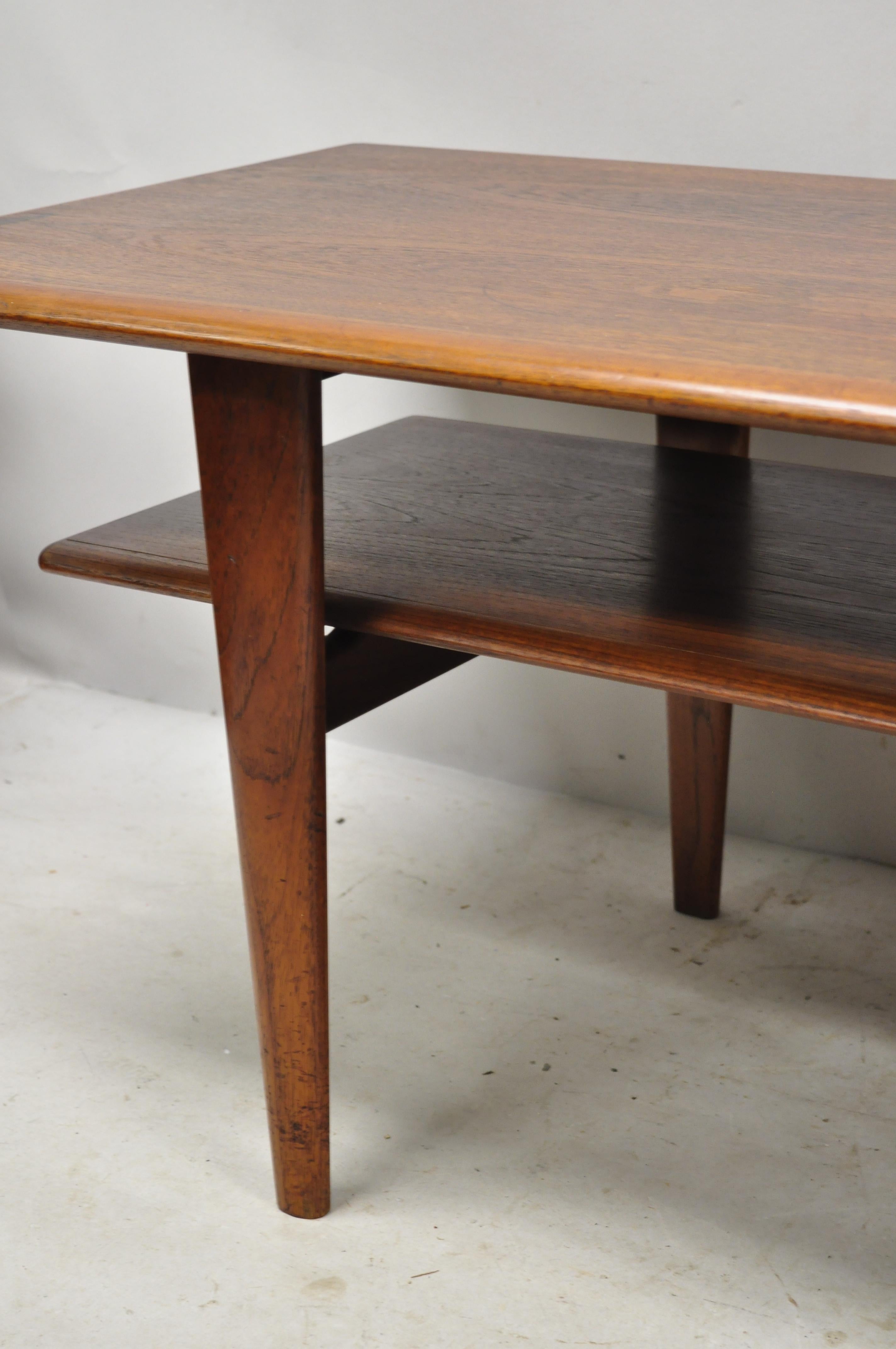 20th Century Midcentury Danish Modern Rectangular Two-Tier Teak Long Coffee Table