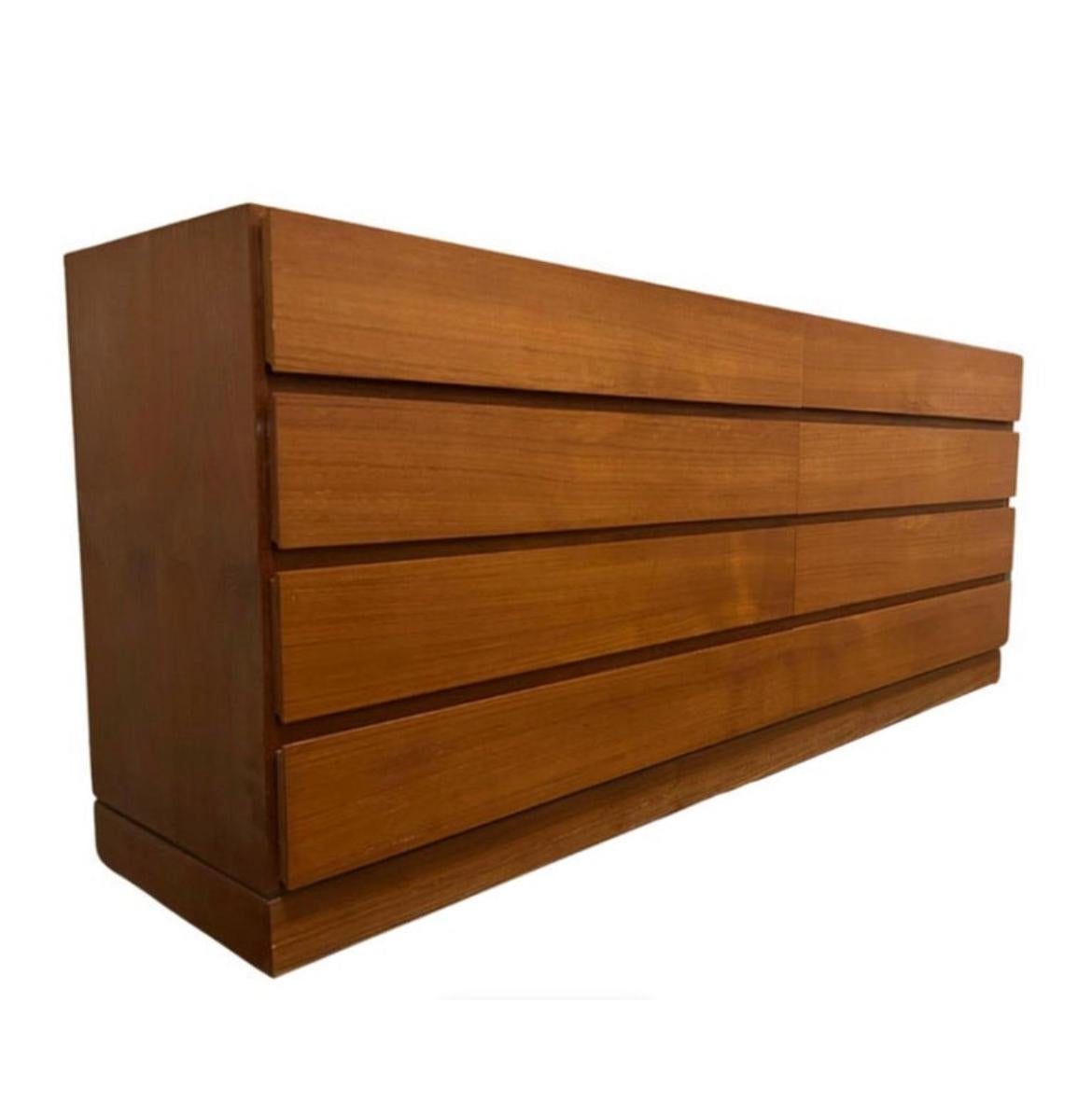 Mid-Century Modern Mid Century Danish Modern 8 Drawer Teak Dresser Credenza by Arne Wahl Iversen
