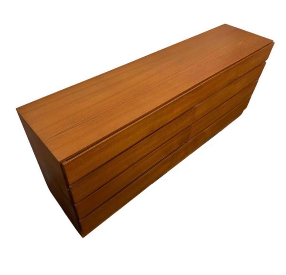 Woodwork Mid Century Danish Modern 8 Drawer Teak Dresser Credenza by Arne Wahl Iversen