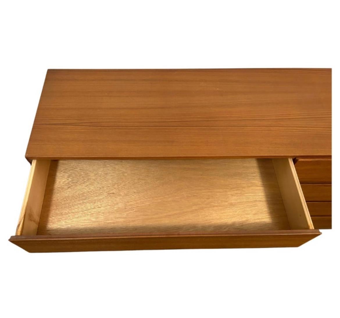 Mid Century Danish Modern 8 Drawer Teak Dresser Credenza by Arne Wahl Iversen 1