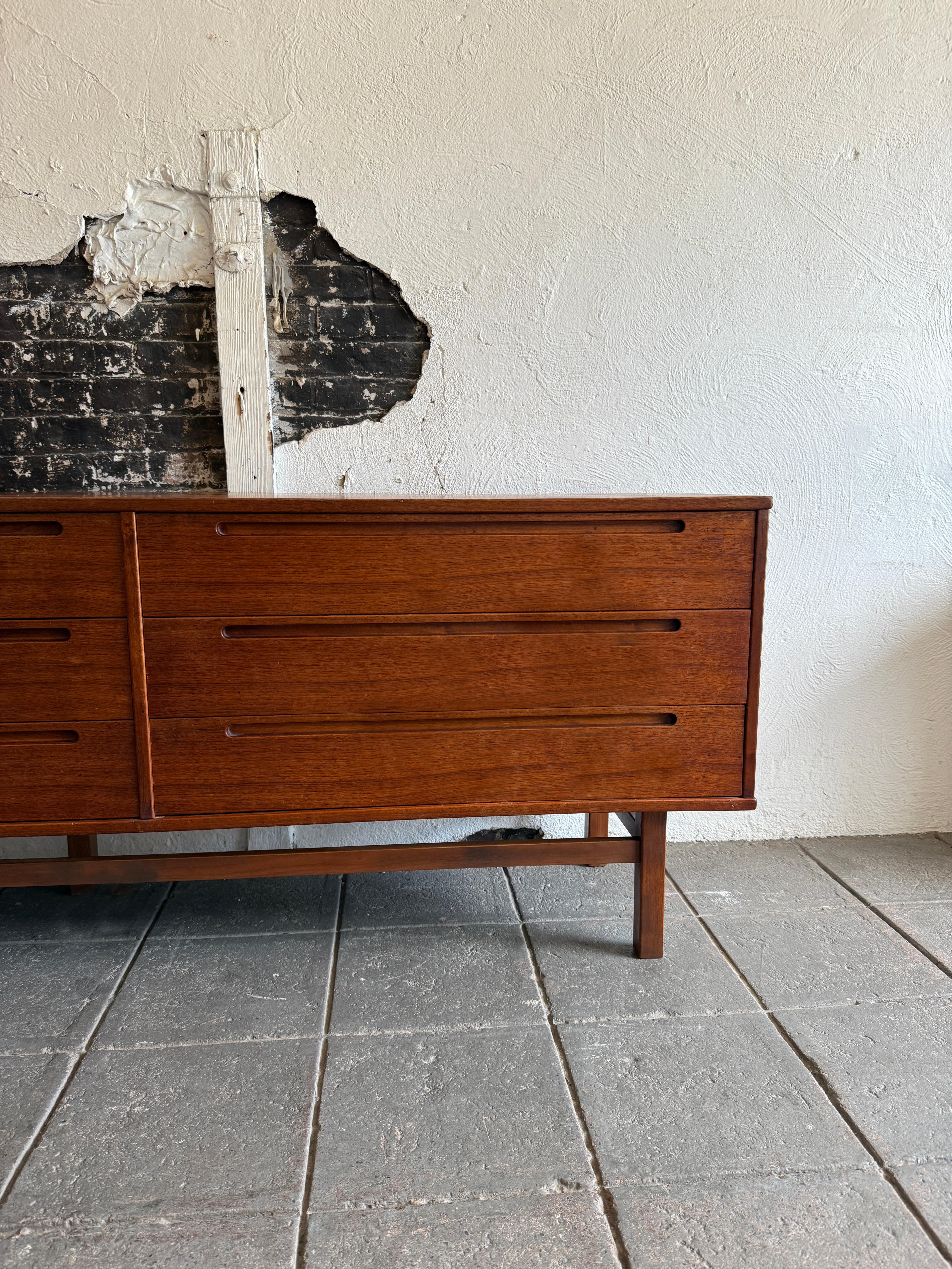 Mid-Century Modern Rare Mid century Danish modern 9 drawer long low dresser credenza Nils Jonsson For Sale