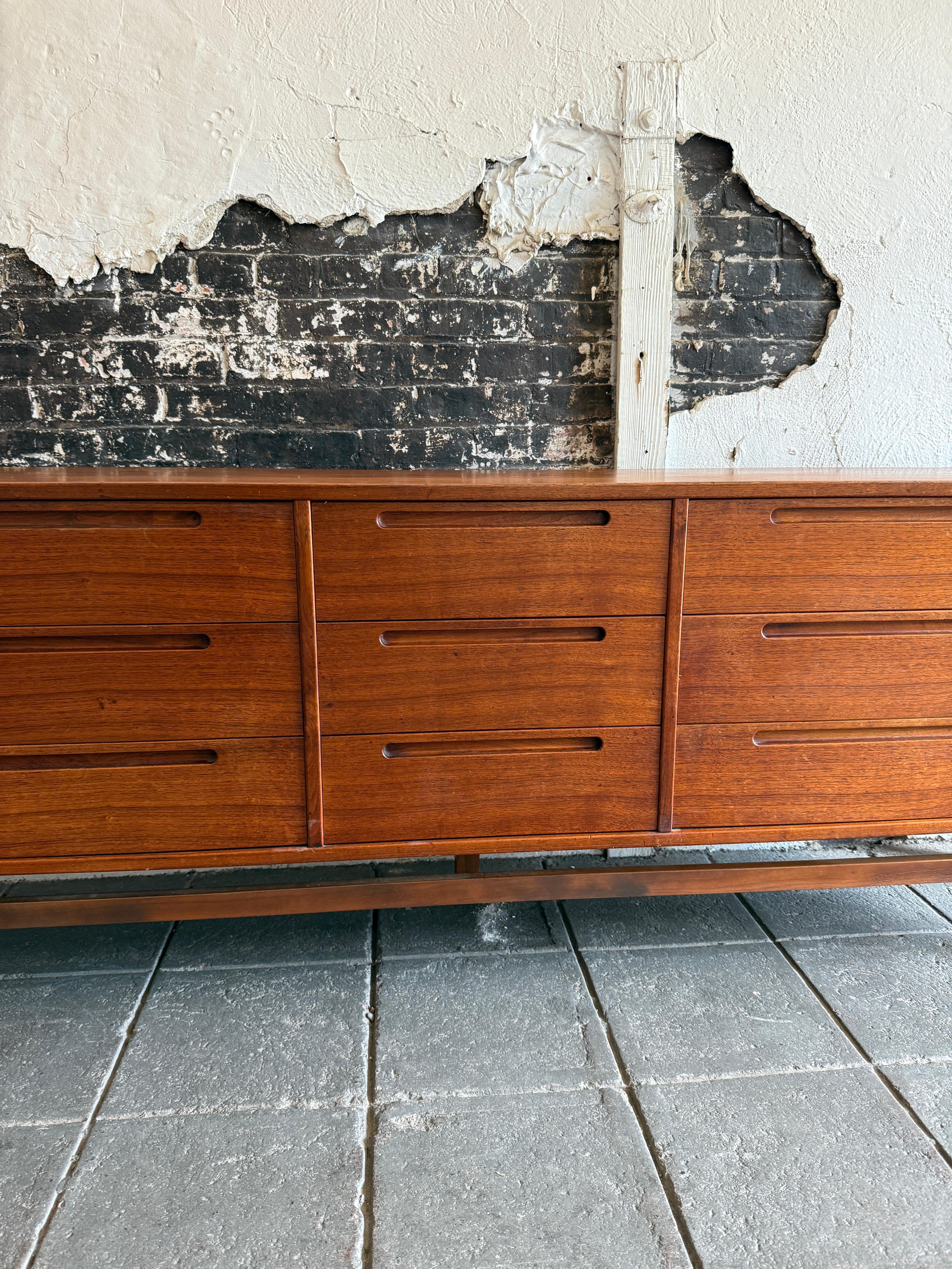 Woodwork Rare Mid century Danish modern 9 drawer long low dresser credenza Nils Jonsson For Sale