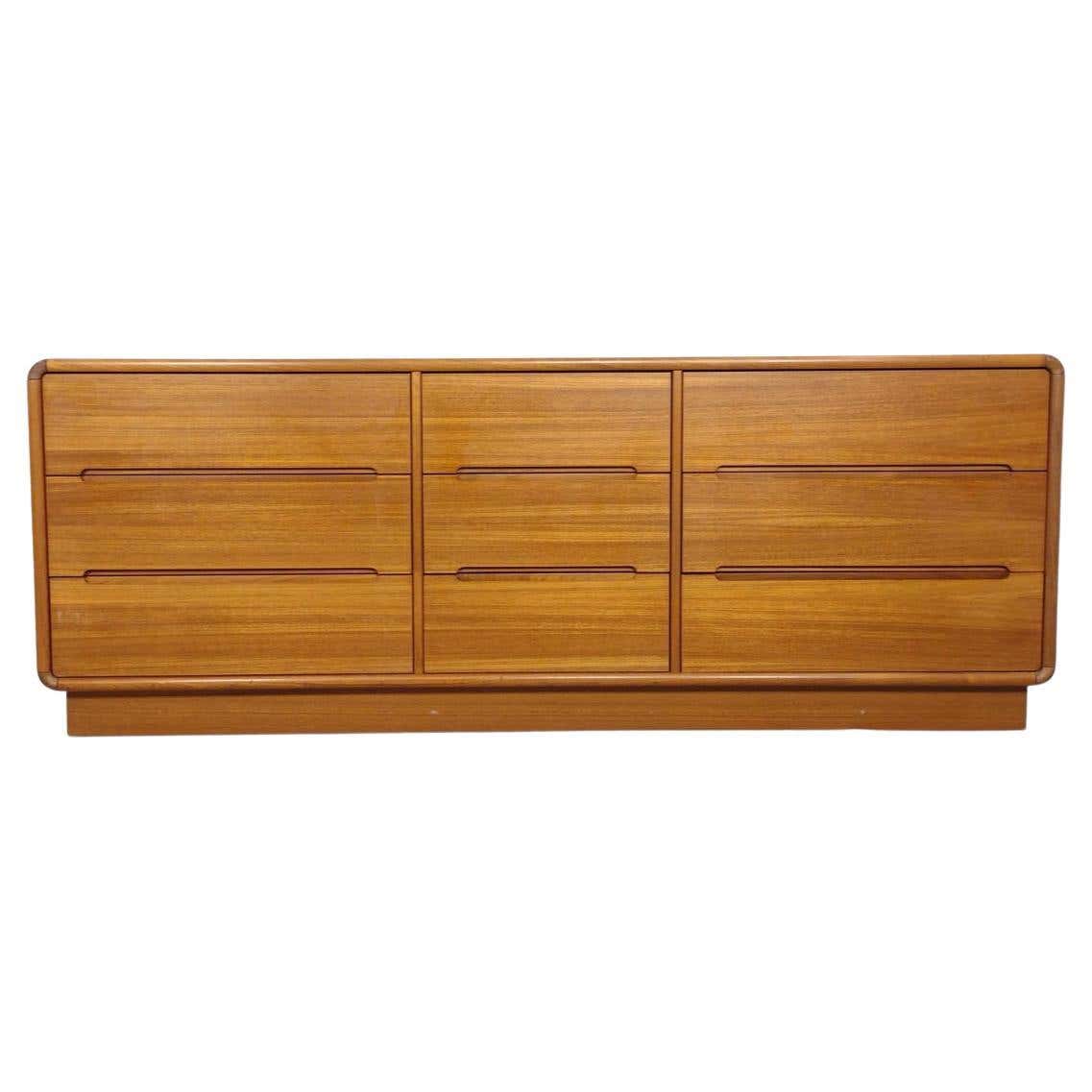 Rectangle A Resser Mid Century Danish Modern 9 Drawer Teak Dresser Credenza Rounded ...