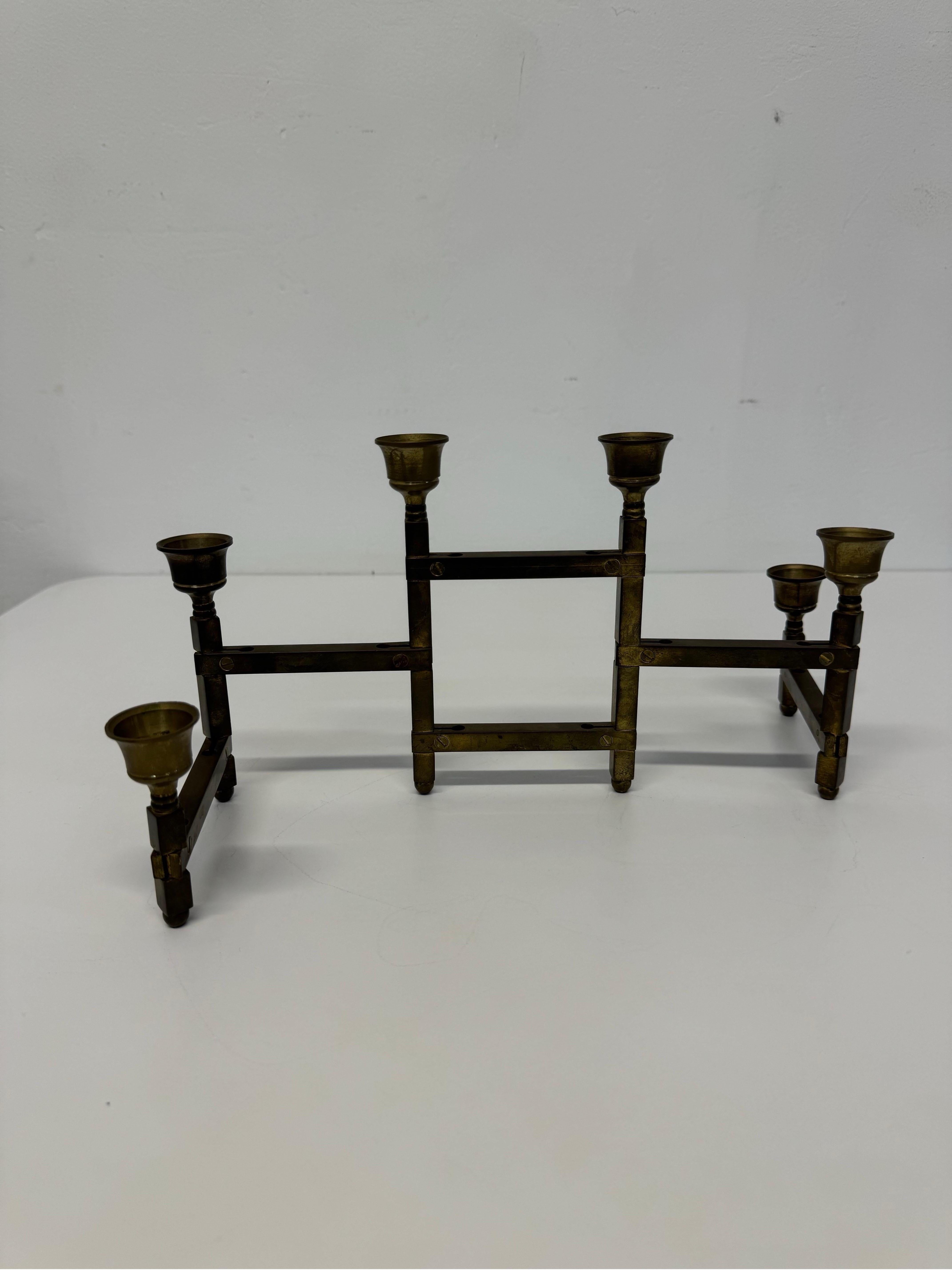 Ottone Portacandele regolabile in ottone danese moderno di metà secolo, anni '60 in vendita
