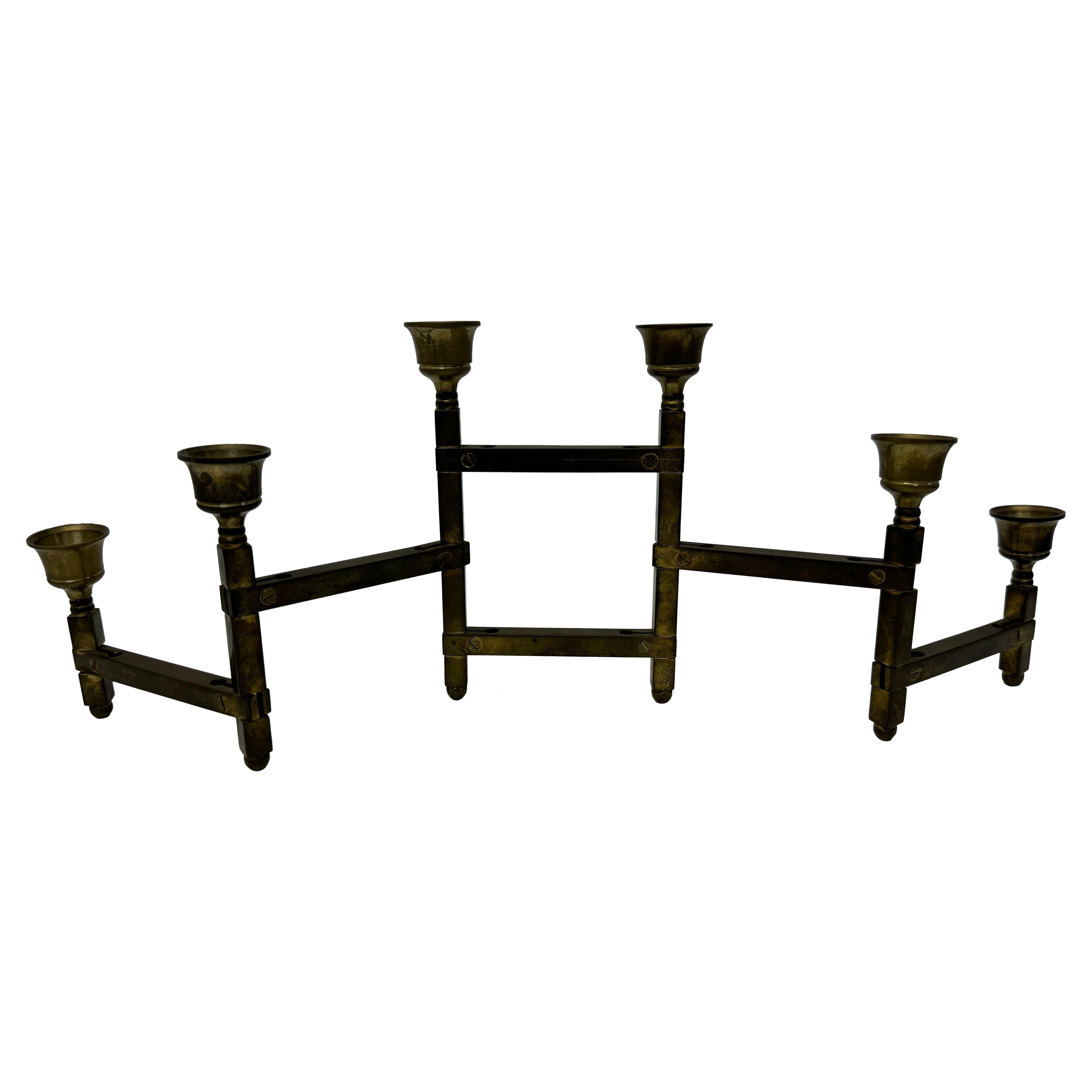 Mid-Century Danish Modern Adjustable Brass Candle Stick Holder, 1960s