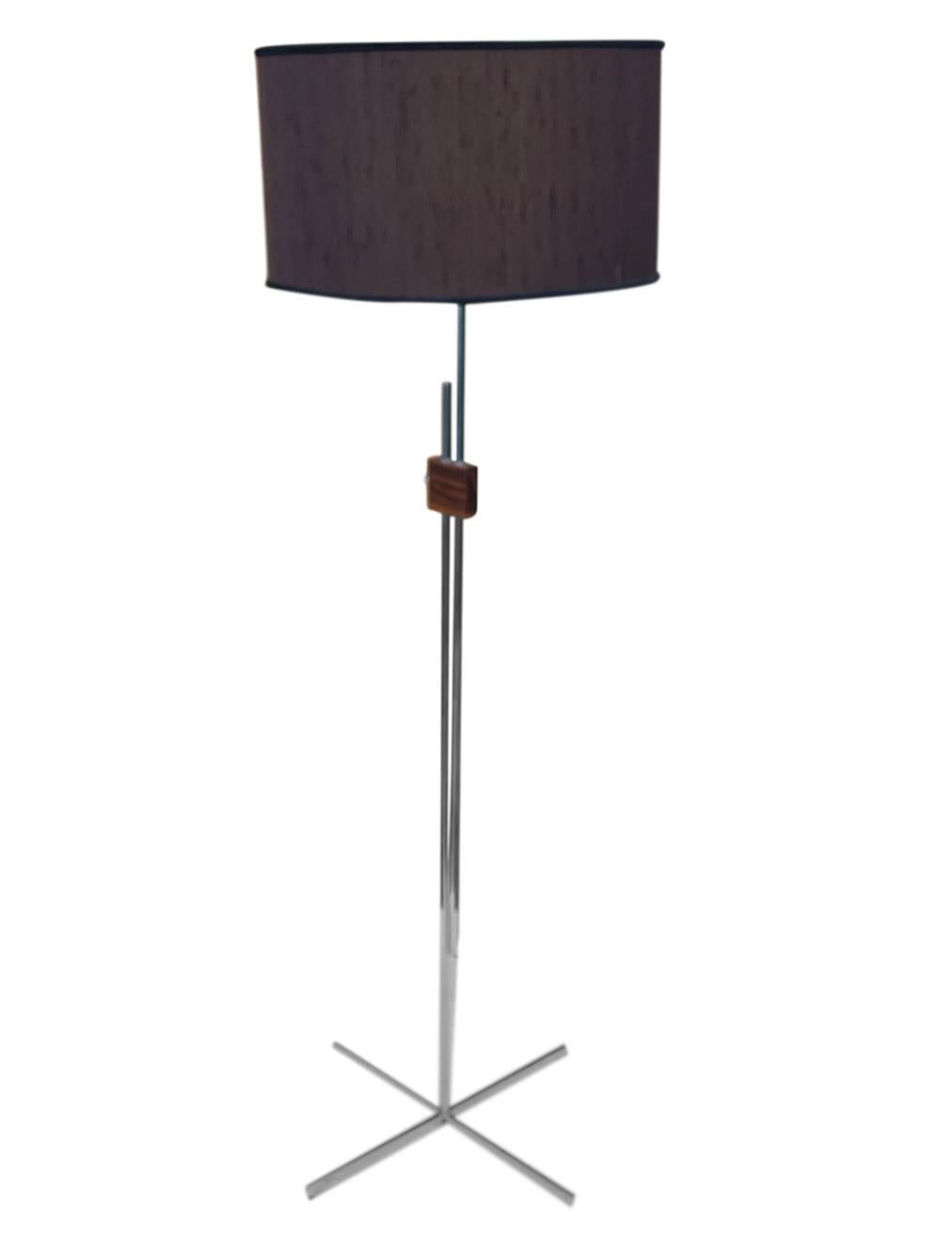 Late 20th Century Mid Century Danish Modern Adjustable Height Floor Lamp in Rosewood & Chrome For Sale