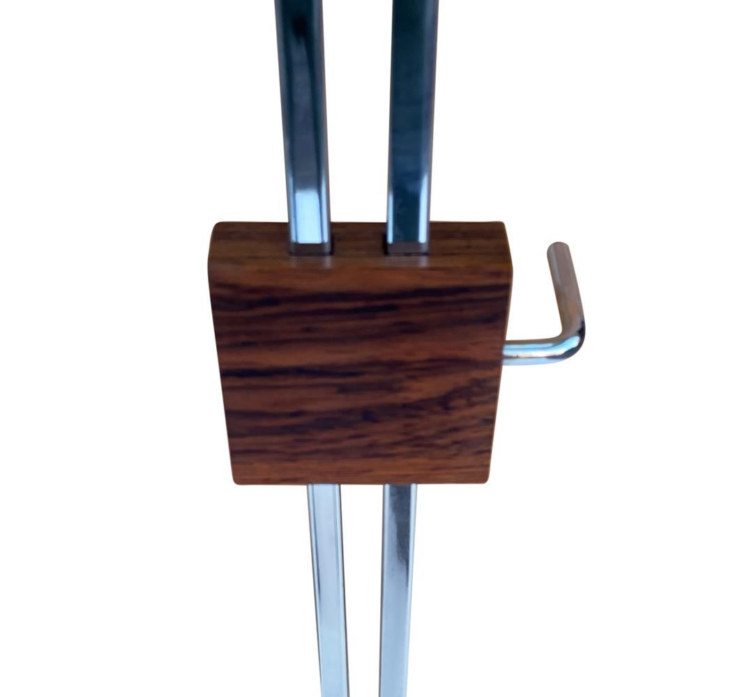 Mid Century Danish Modern Adjustable Height Floor Lamp in Rosewood & Chrome For Sale 2