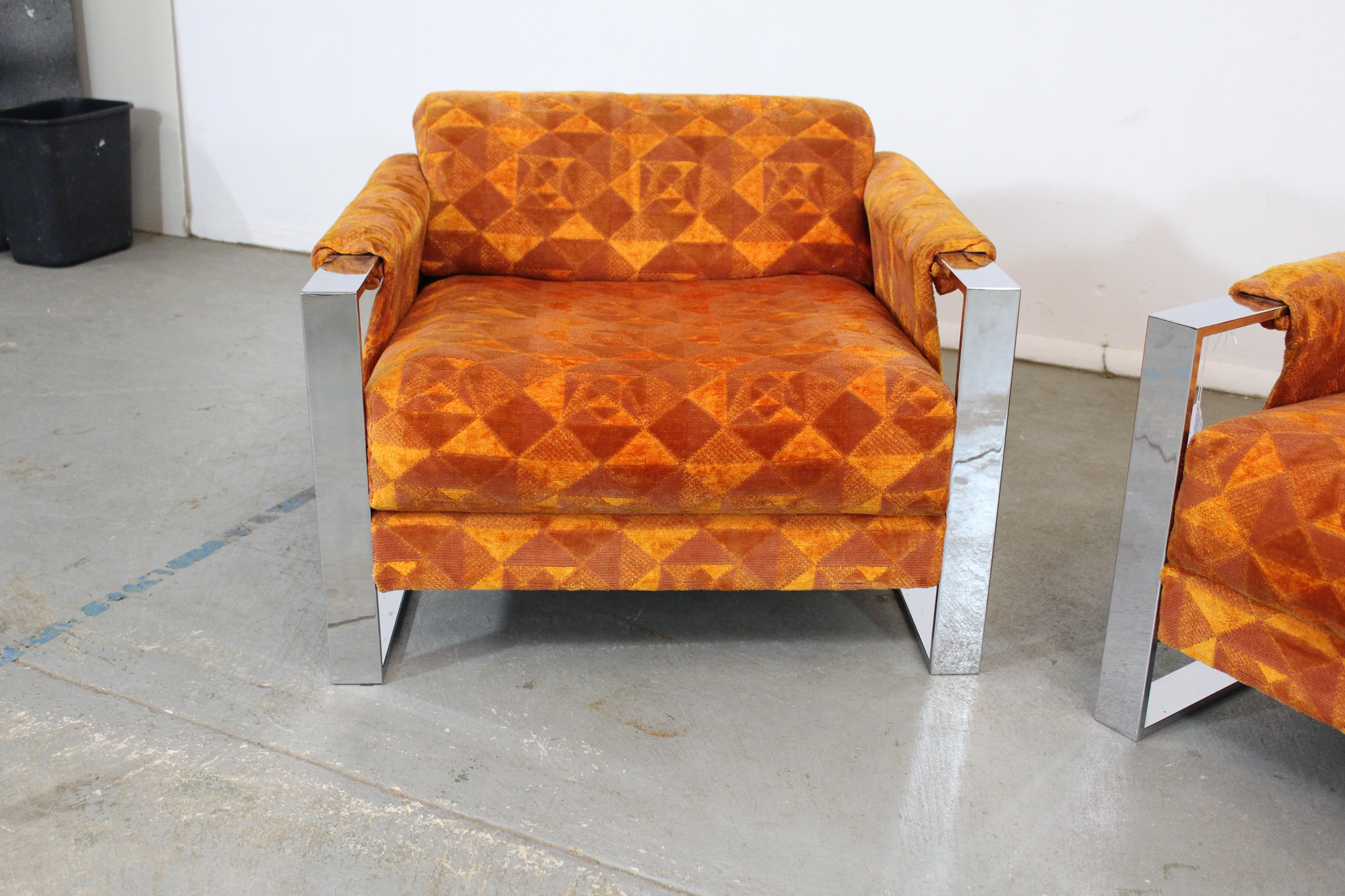 Mid-Century Danish Modern Adrian Pearsall Chrome Craft Associates Lounge Chairs 4