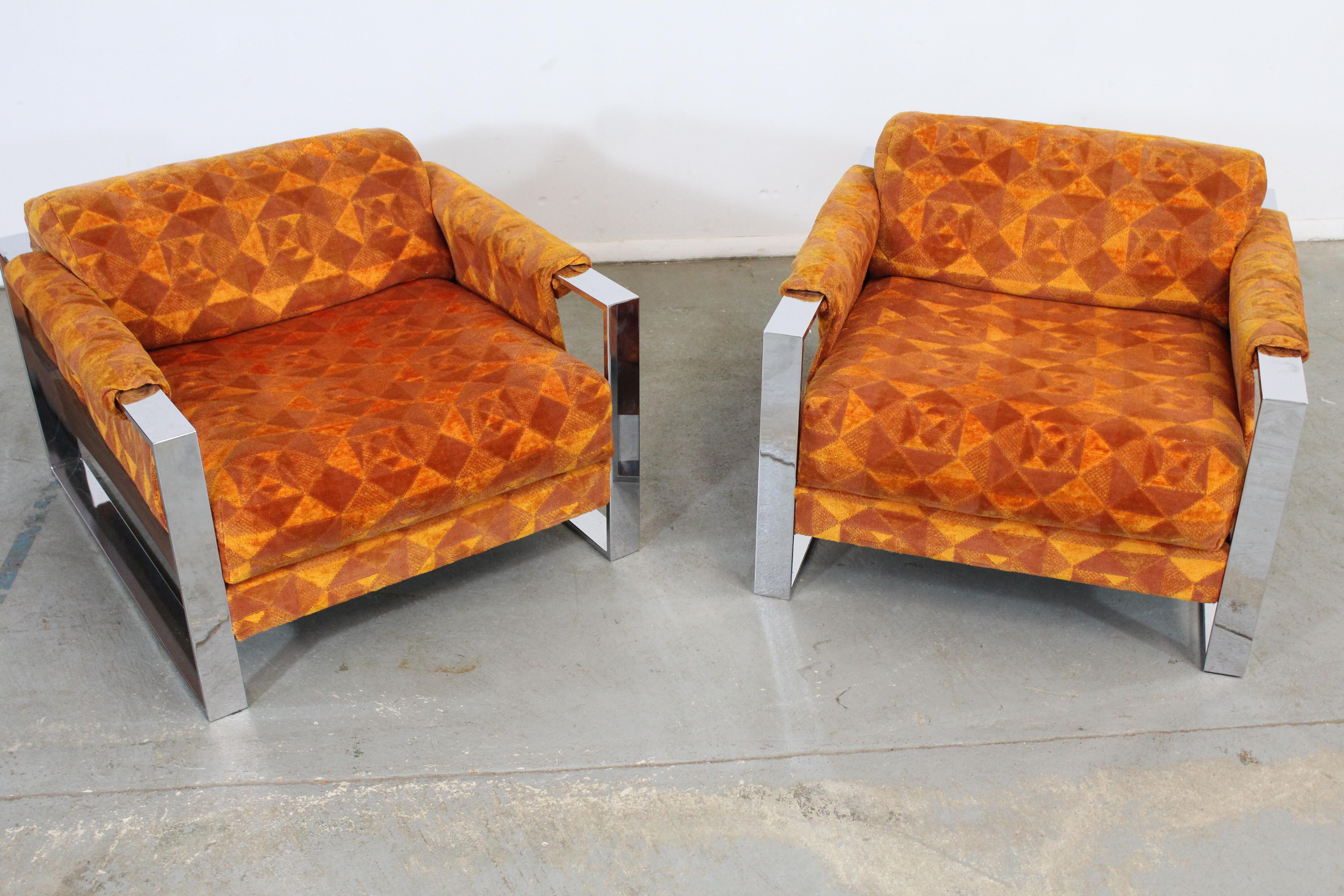 Mid-Century Danish Modern Adrian Pearsall Chrome Craft Associates Lounge Chairs 8