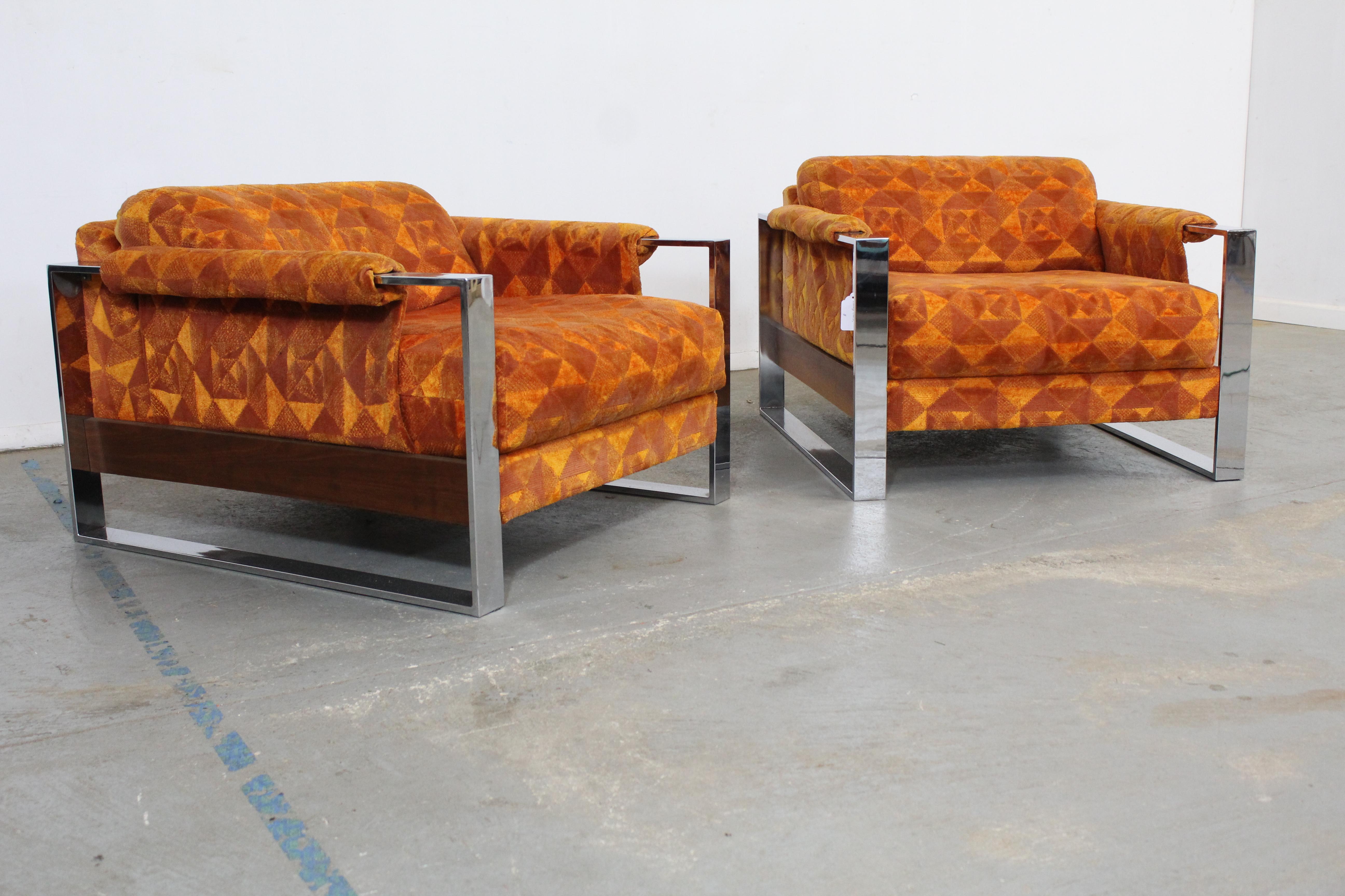 Mid-Century Danish Modern Adrian Pearsall Chrome Craft Associates Lounge Chairs 9
