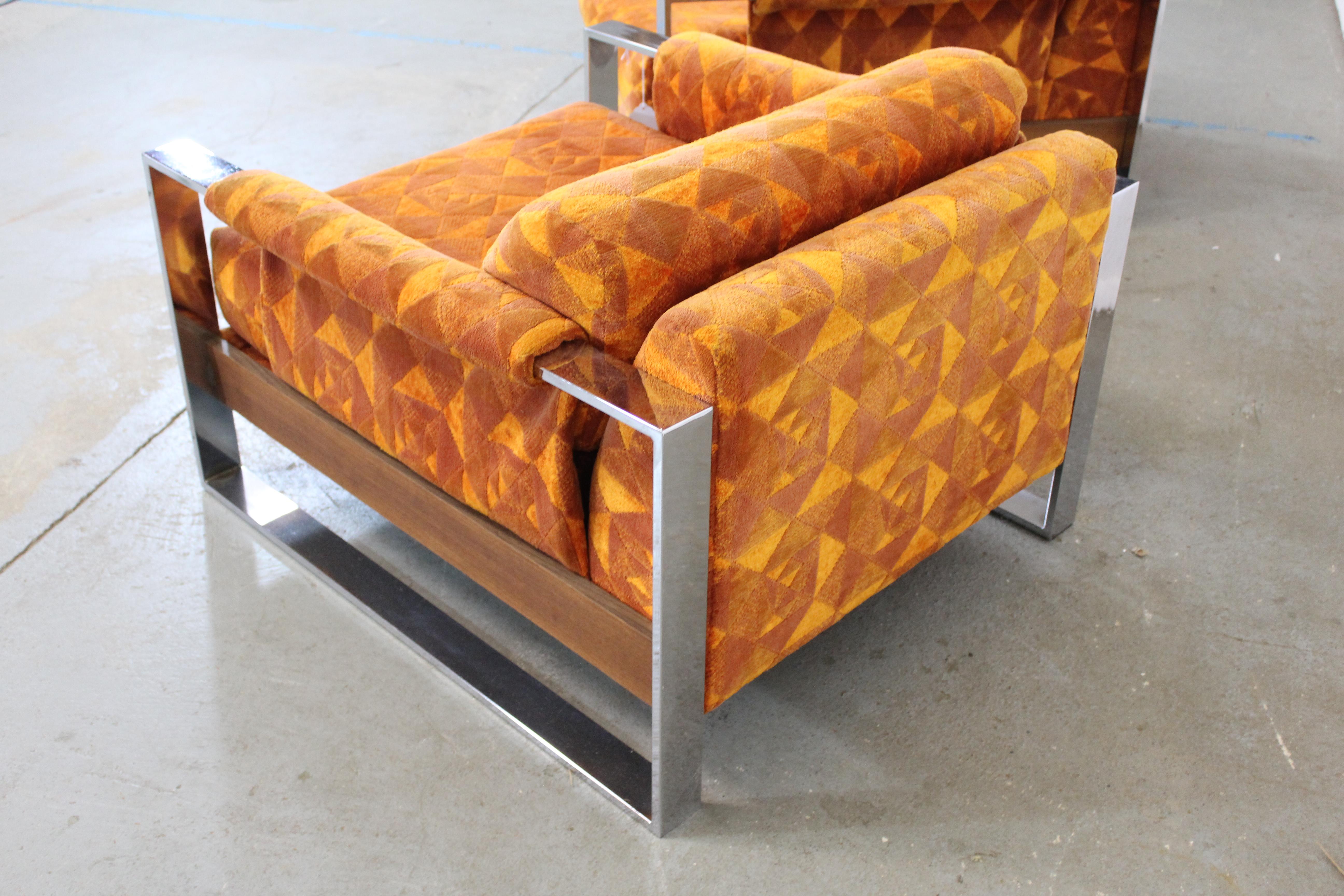 20th Century Mid-Century Danish Modern Adrian Pearsall Chrome Craft Associates Lounge Chairs