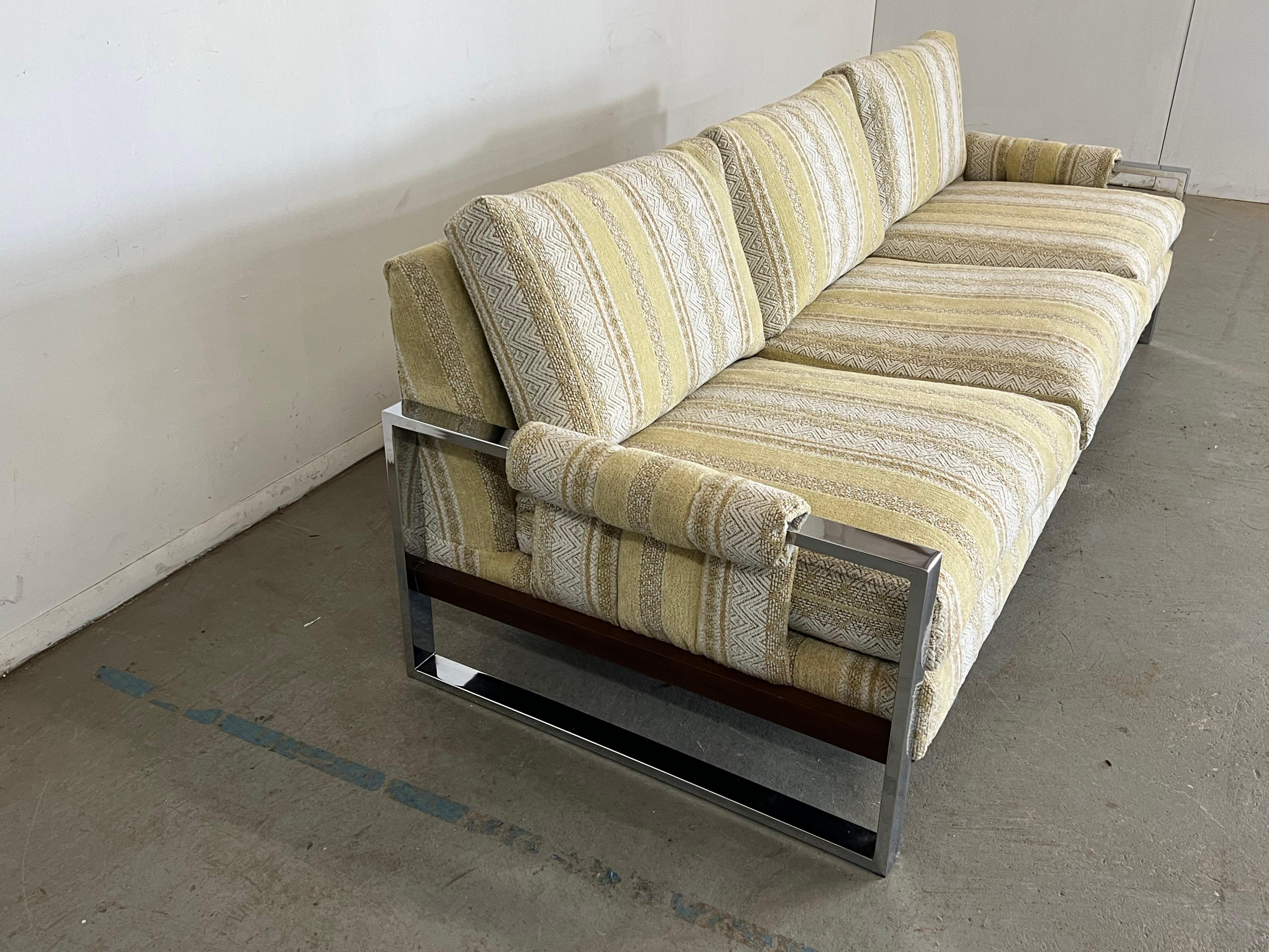 Midcentury Danish Modern Adrian Pearsall Chrome Craft Associates Sofa In Good Condition In Wilmington, DE