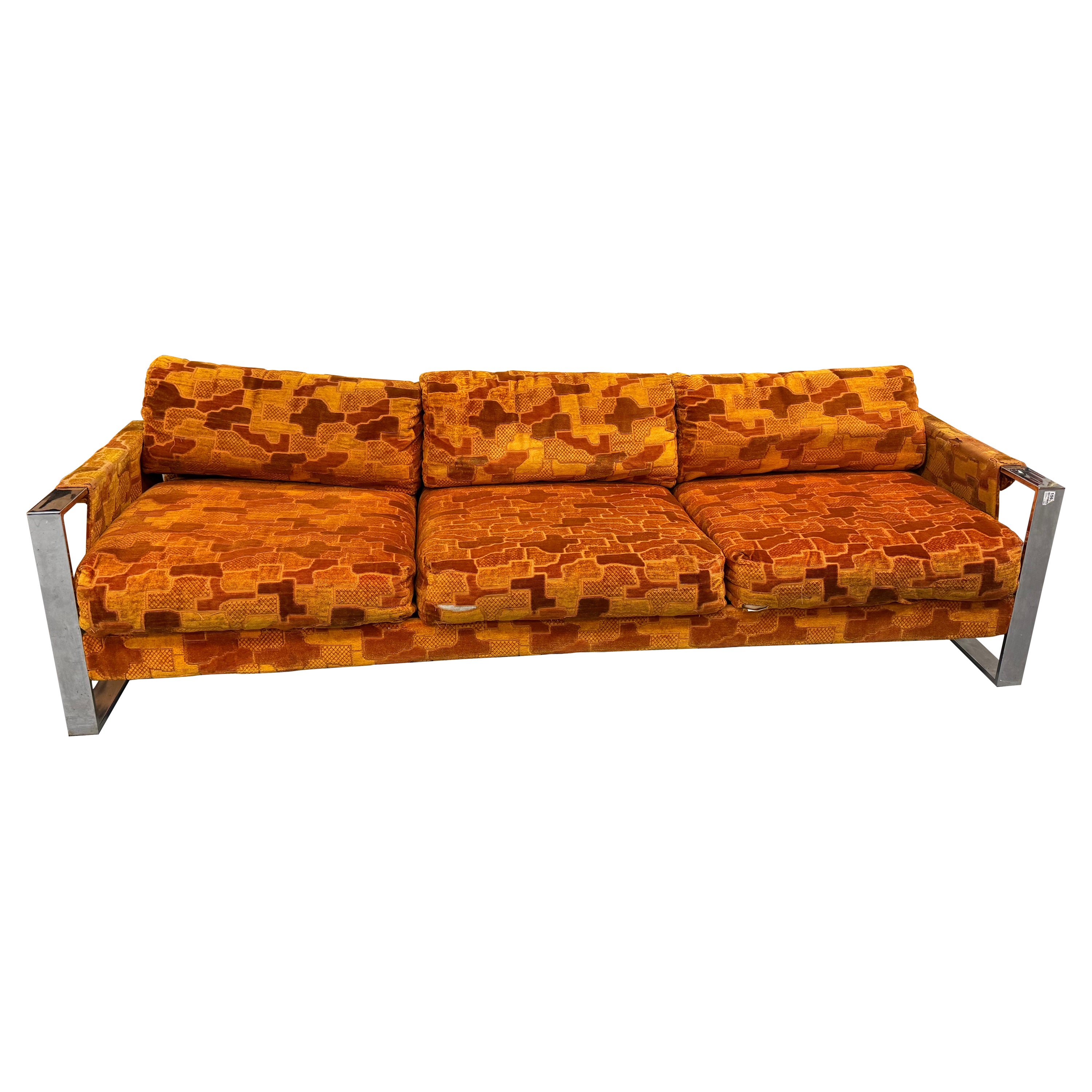 Mid Century Danish Modern Adrian Pearsall Chrome Craft Associates Sofa