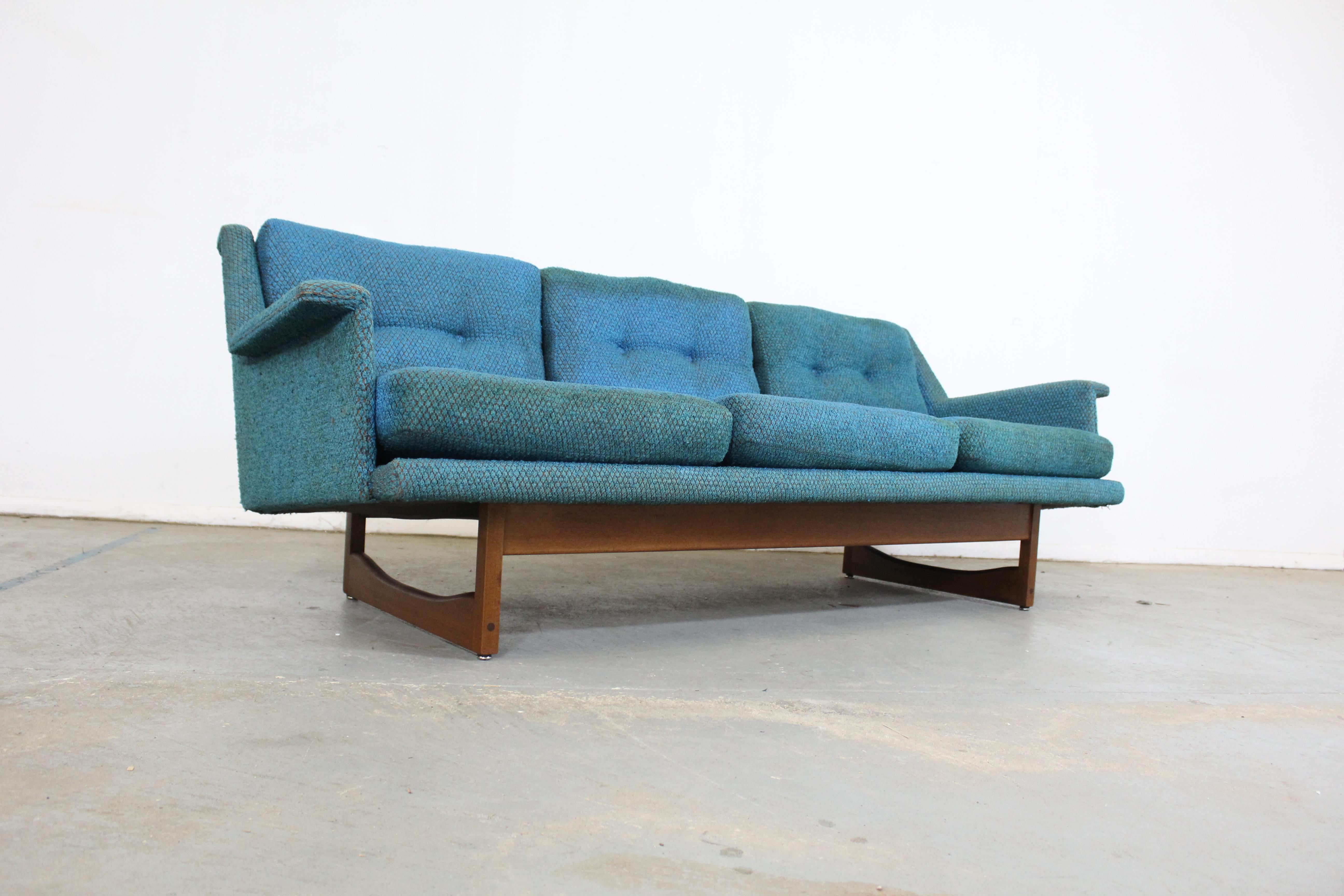 American Midcentury Danish Modern Adrian Pearsall Style 3 Cushion Sofa For Sale