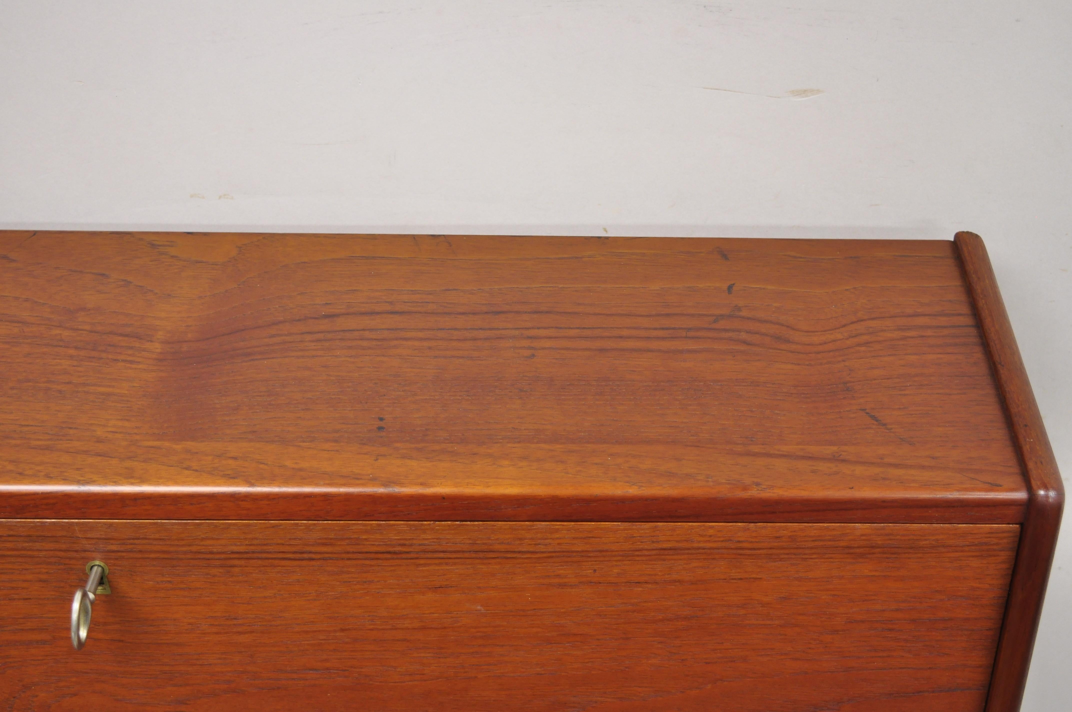 Mid Century Danish Modern Arne Hovmand Olsen MK Teak Drop Front Secretary Desk For Sale 1