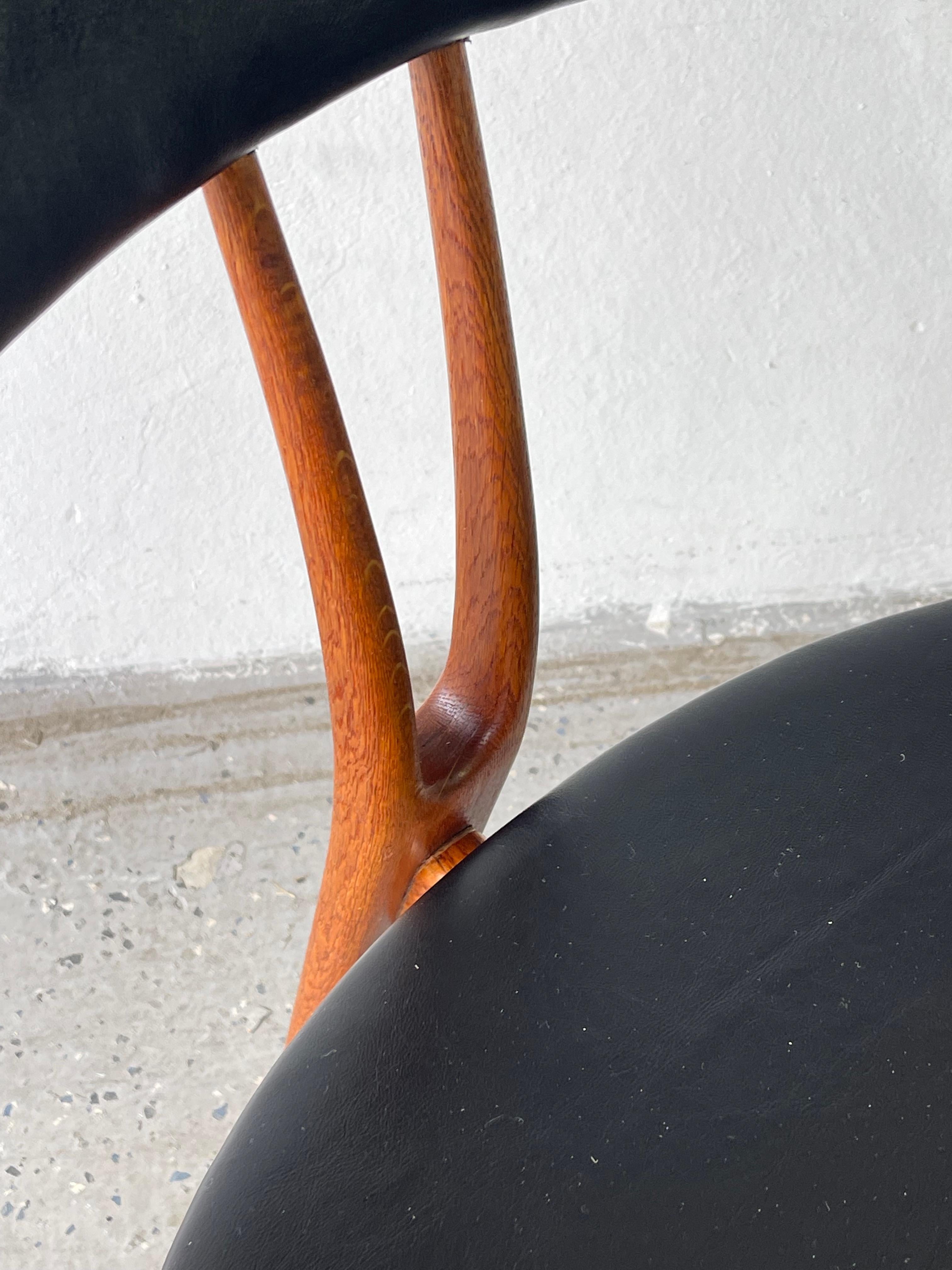 Mid Century Danish Modern Arne Hovmand Olsen Three Leg Lounge Chair For Sale 6
