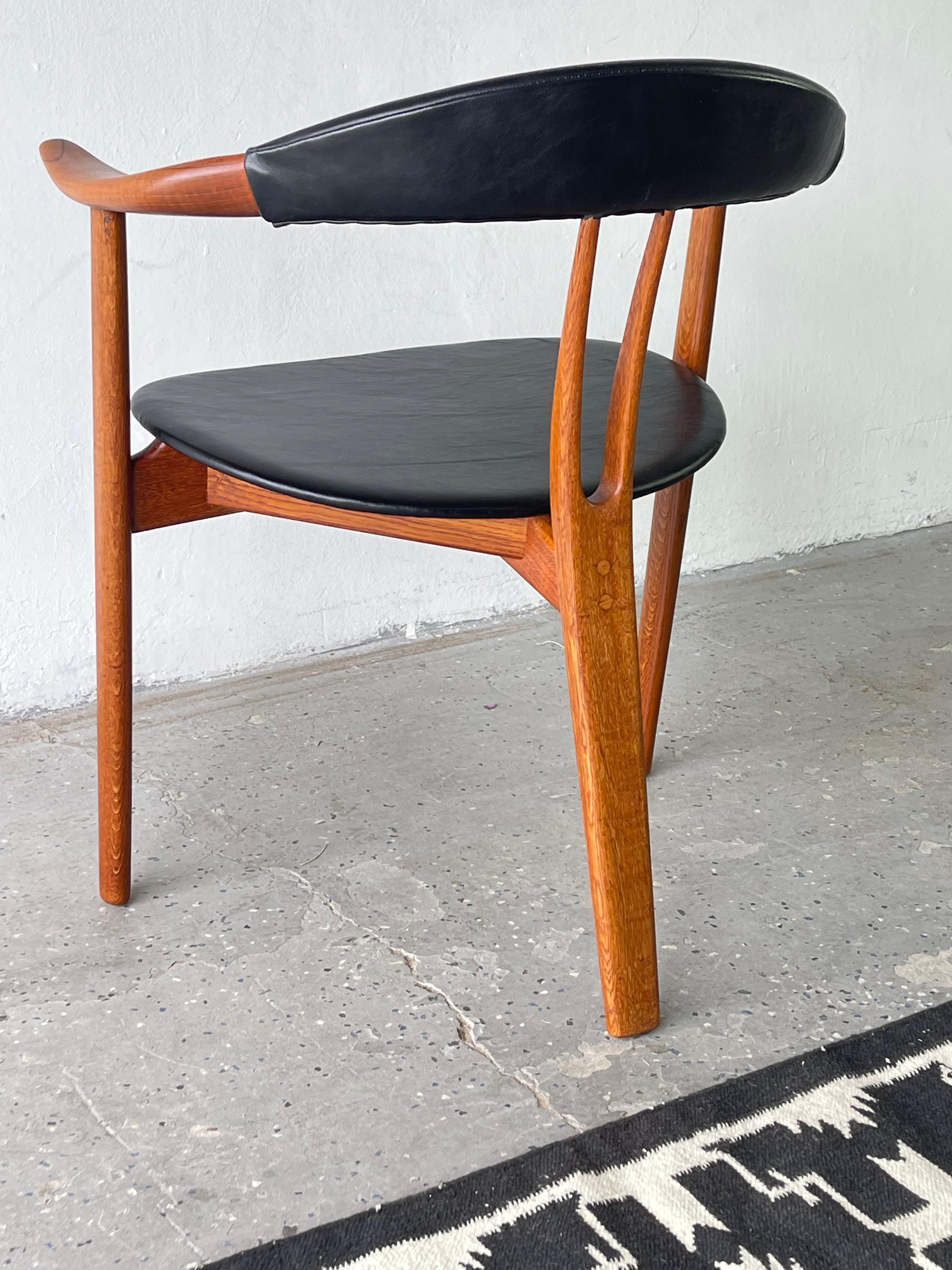Mid Century Danish Modern Arne Hovmand Olsen Three Leg Lounge Chair For Sale 8