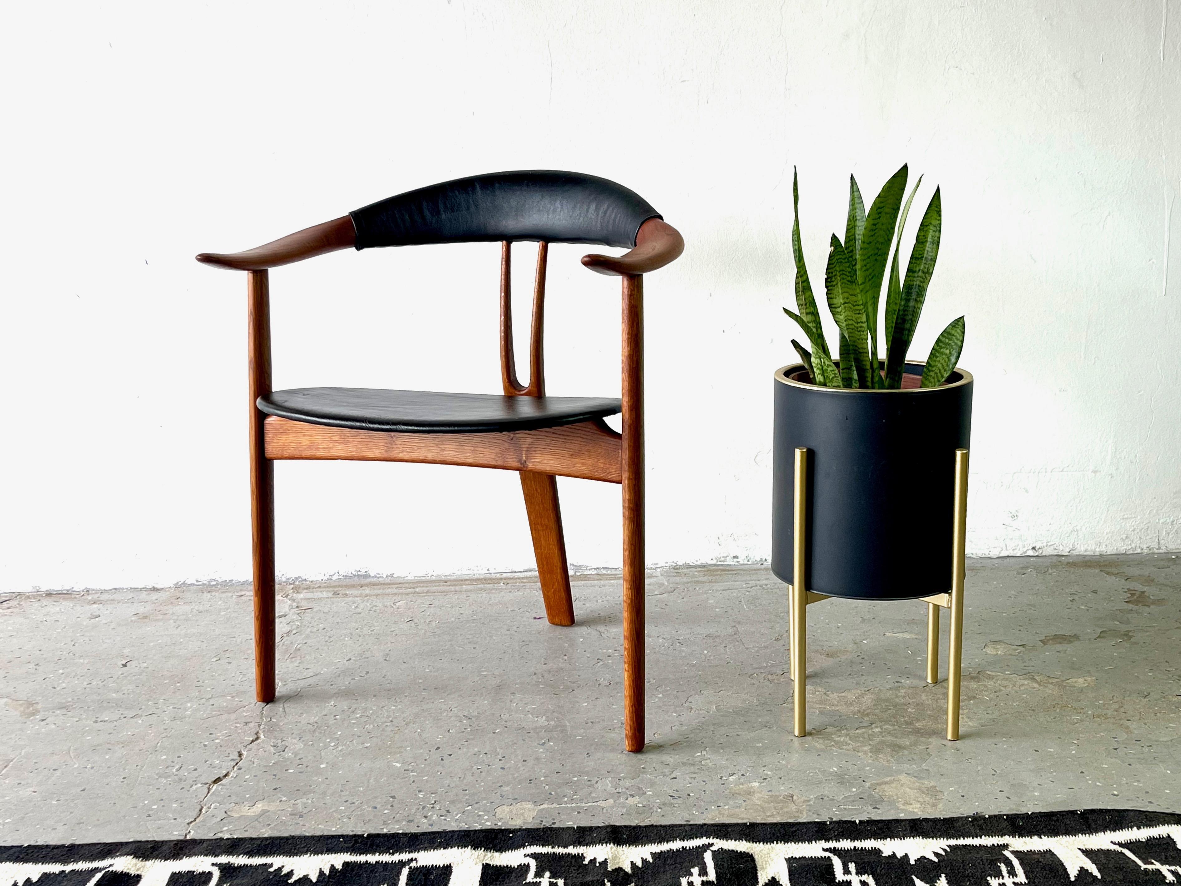 Mid Century Danish Modern Arne Hovmand Olsen Three Leg Lounge Chair For Sale 3