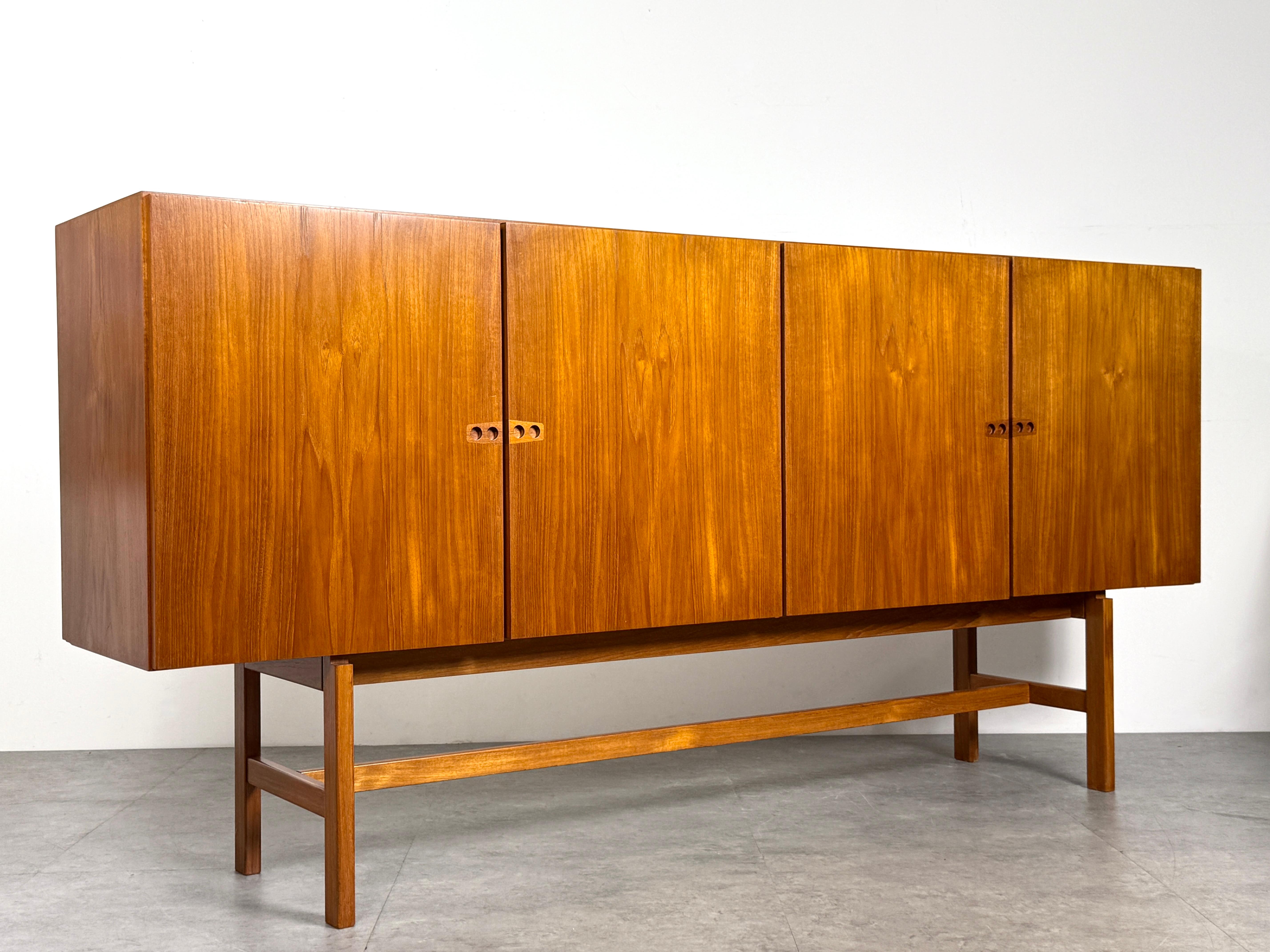 Scandinavian Modern Arne Vodder Teak Credenza Highboard Cabinet Mid Century Danish Modern 1960s For Sale