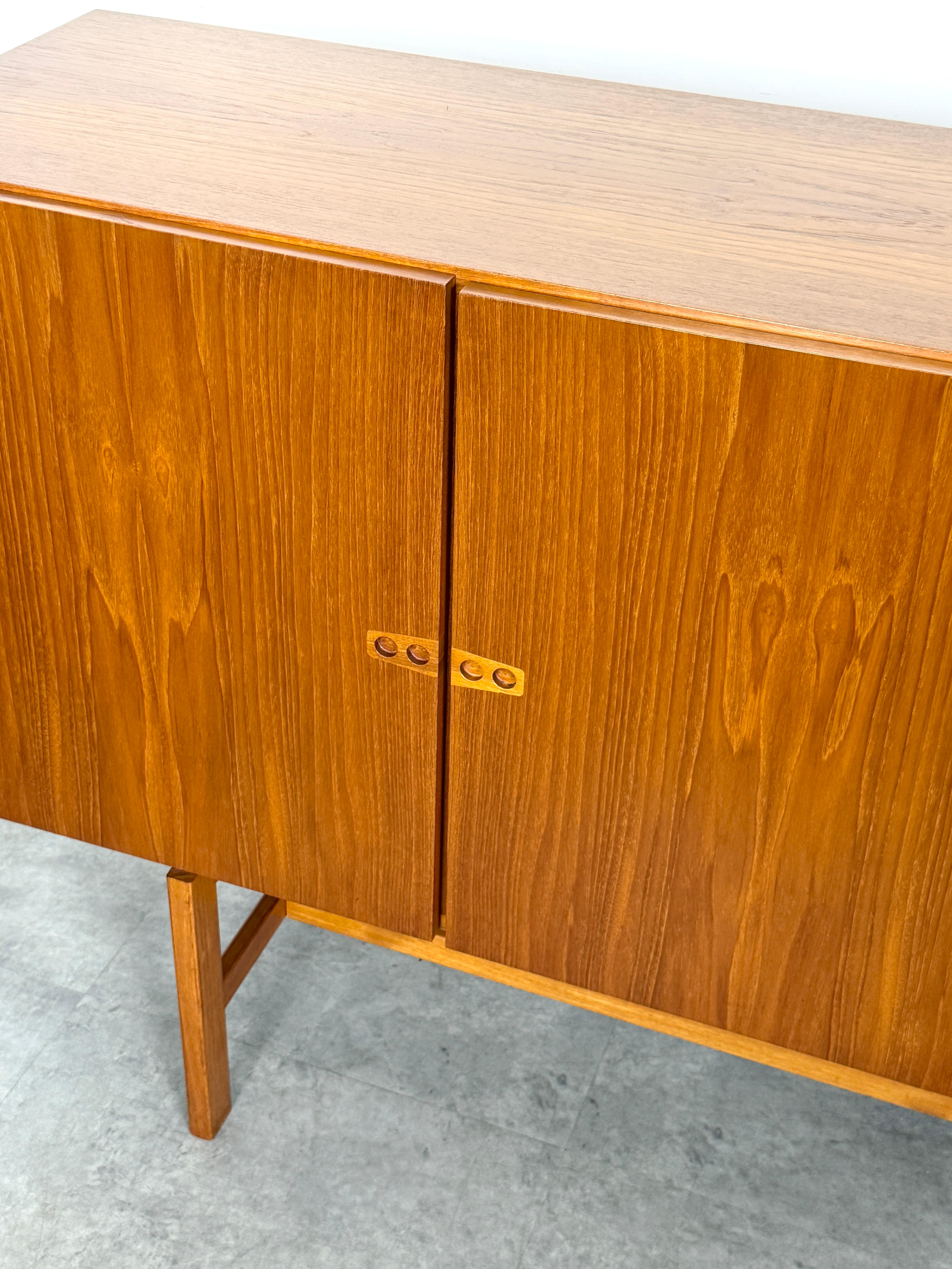 Glass Arne Vodder Teak Credenza Highboard Cabinet Mid Century Danish Modern 1960s For Sale