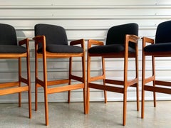Midcentury Danish Modern Barstools in Teak Set of Four after Erik Buch